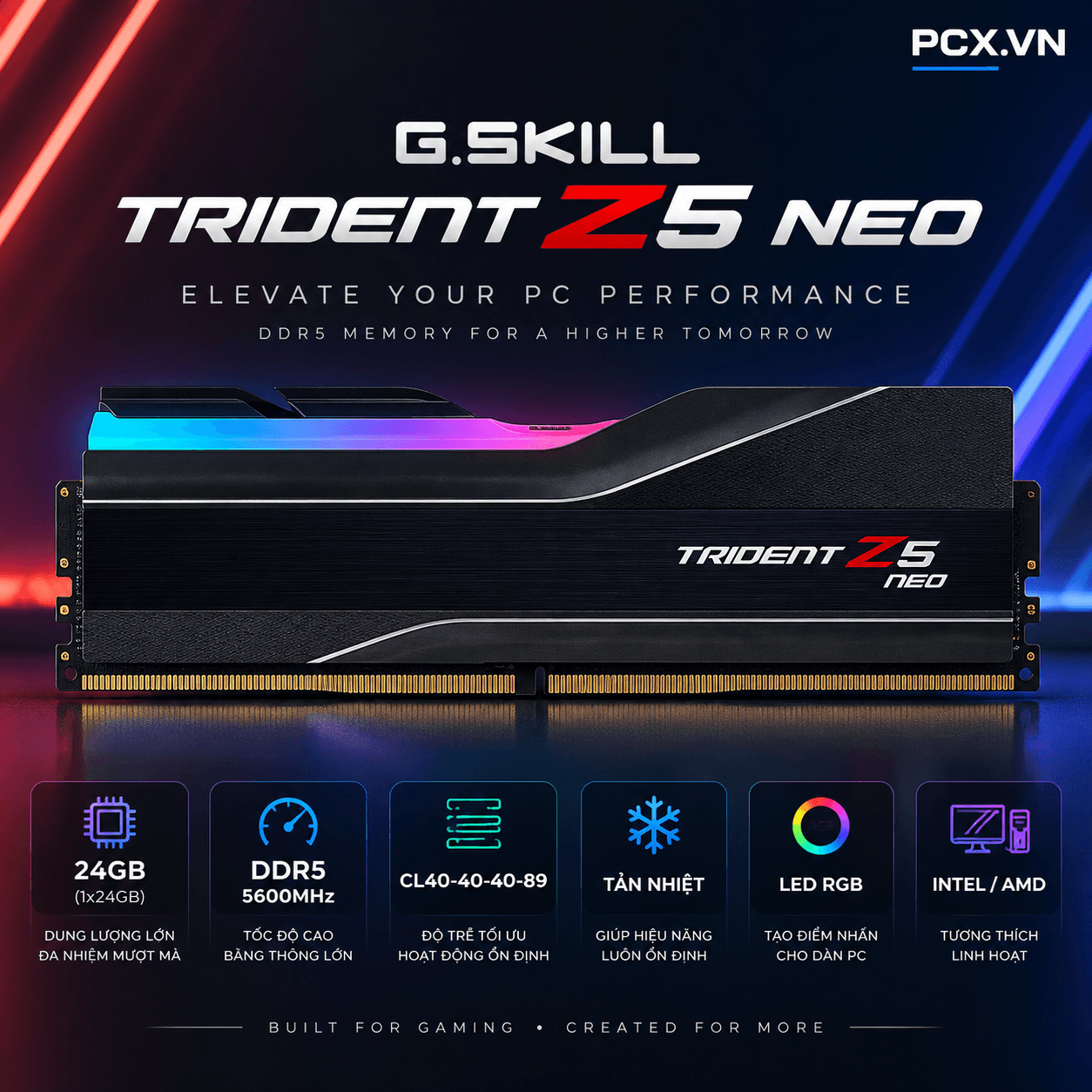 RAM PC G.SKILL Trident Z5 Neo 24GB DDR5 | (1x24GB), 5600MHz, Intel/AMD