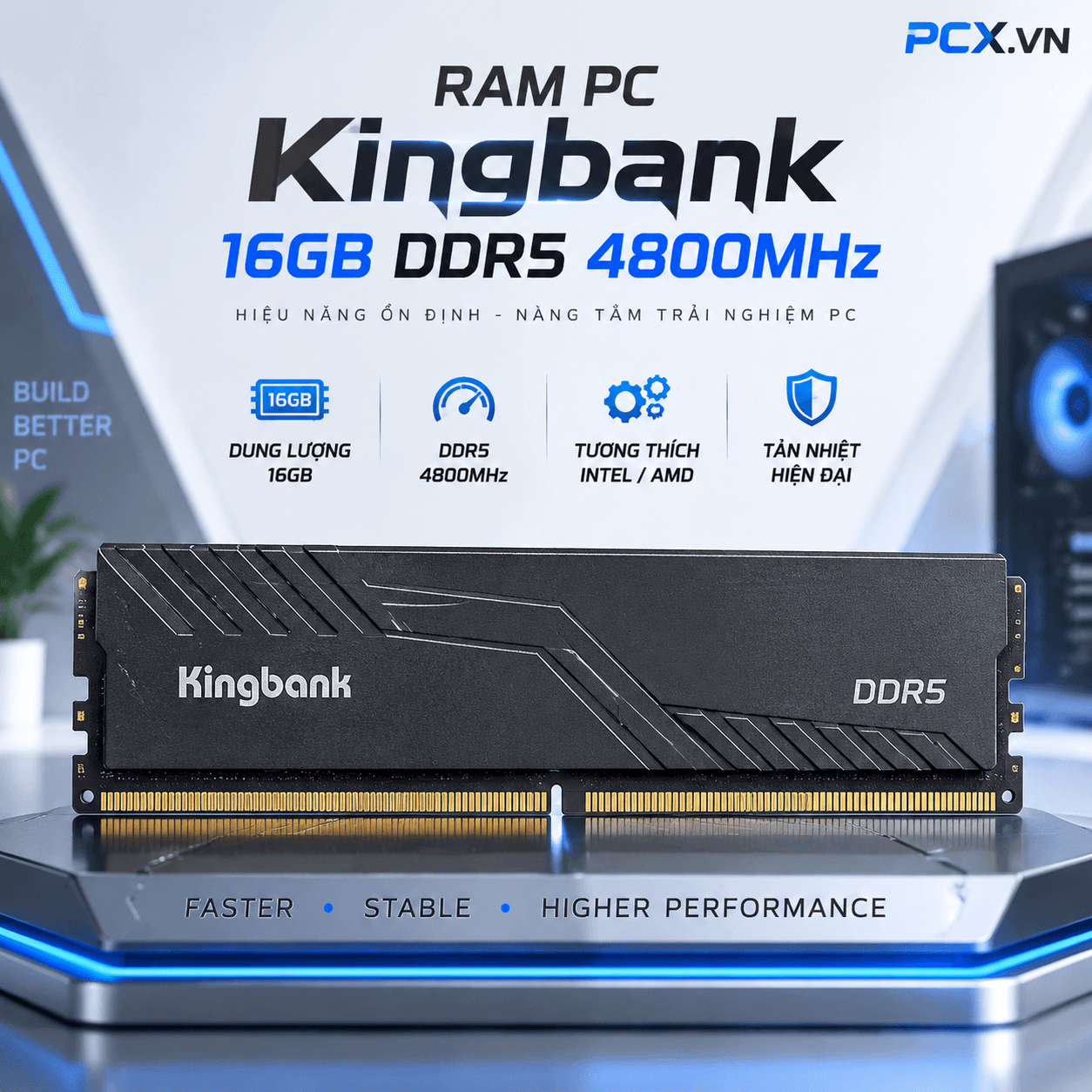 RAM PC Kingbank 16GB DDR5 | (1x16GB), 4800MHz, Intel/AMD