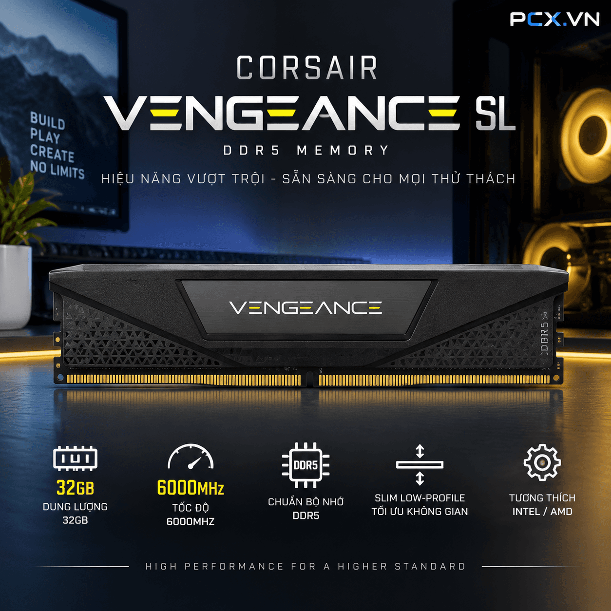 RAM PC Corsair Vengeance 32GB DDR5 | (1x32GB), 6000MHz, Intel/AMD CMK5X32G2B60C38A2