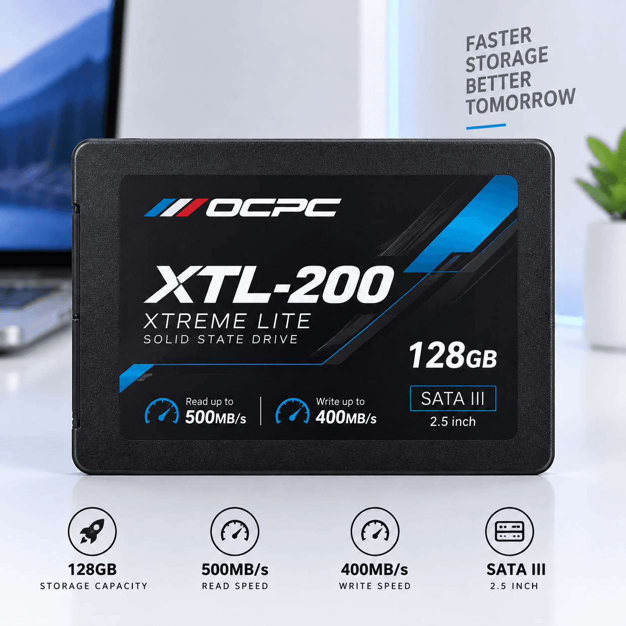 Ổ cứng SSD OCPC XTL-200 128GB SATA III (SSD25S3T128GLT) | 2.5 inch, Read 500MB/s, Write 400MB/s