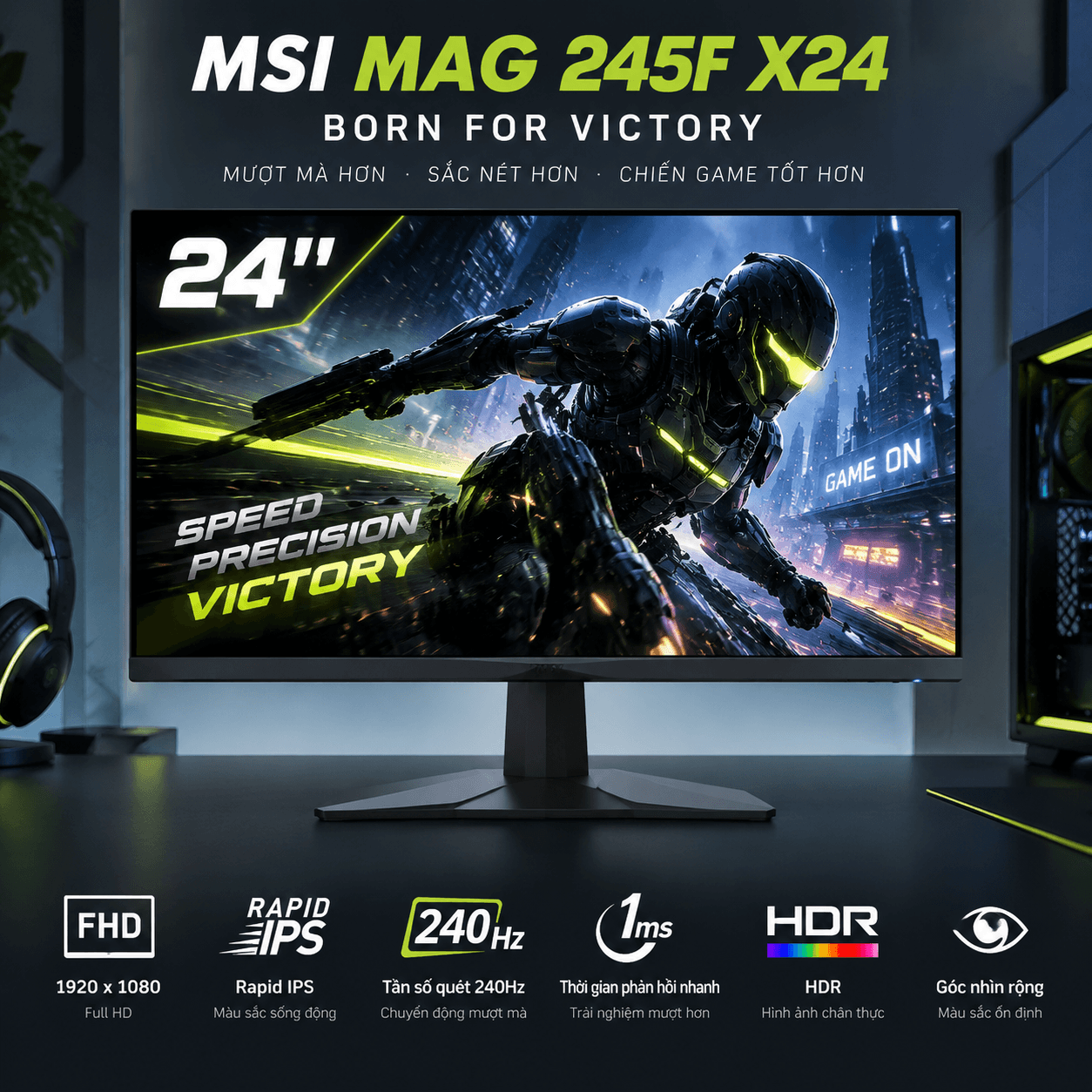 Màn hình MSI MAG 245F X24 IPS 24 inch FHD 240Hz HDR