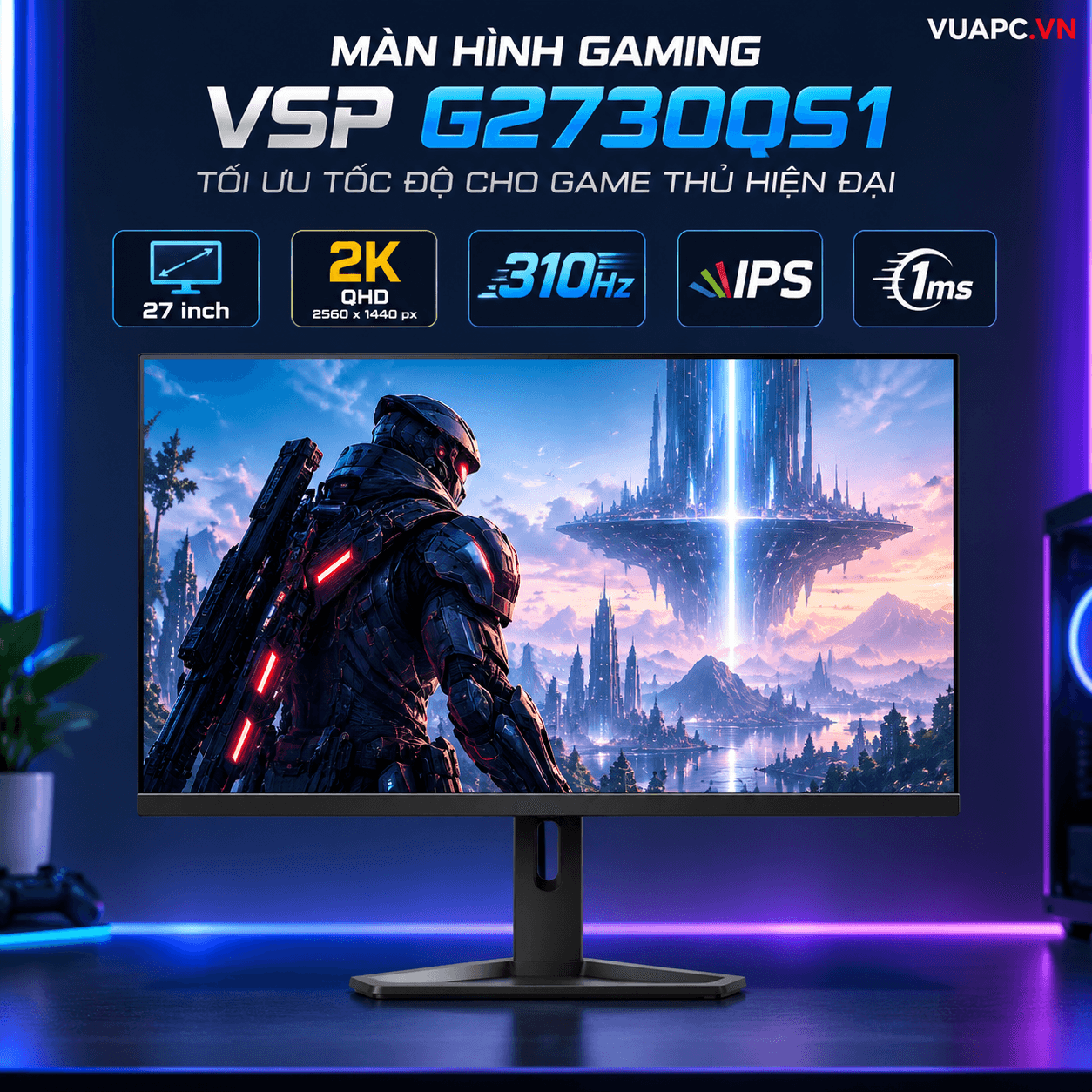 Màn hình Gaming VSP G2730QS1 | 27 inch, 2K/QHD, 310Hz, IPS