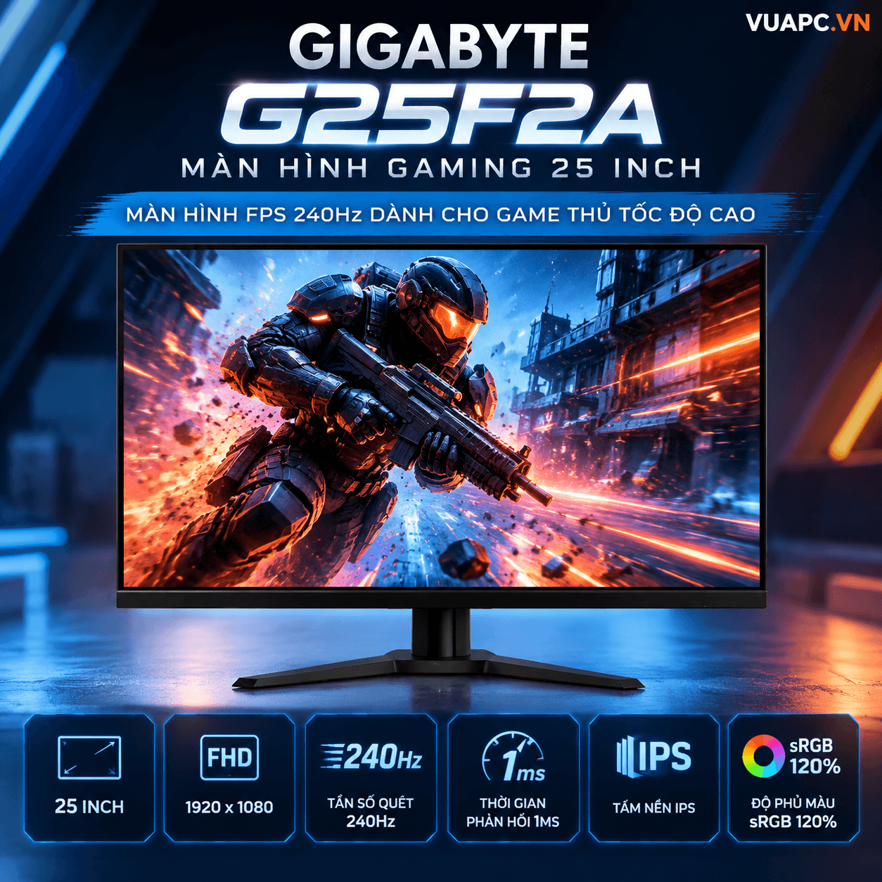 Màn hình Gaming Gigabyte G25F2A | 25 inch, FHD, 240Hz, IPS