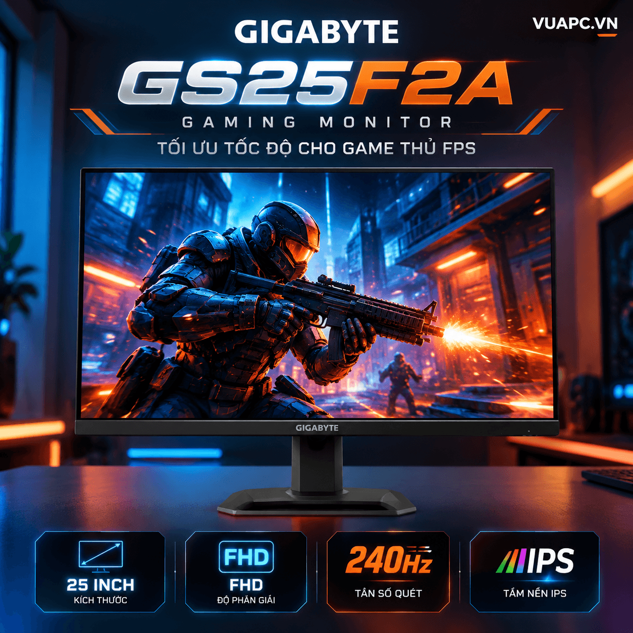 Màn hình Gaming Gigabyte GS25F2A | 25 inch, FHD, 240Hz, IPS