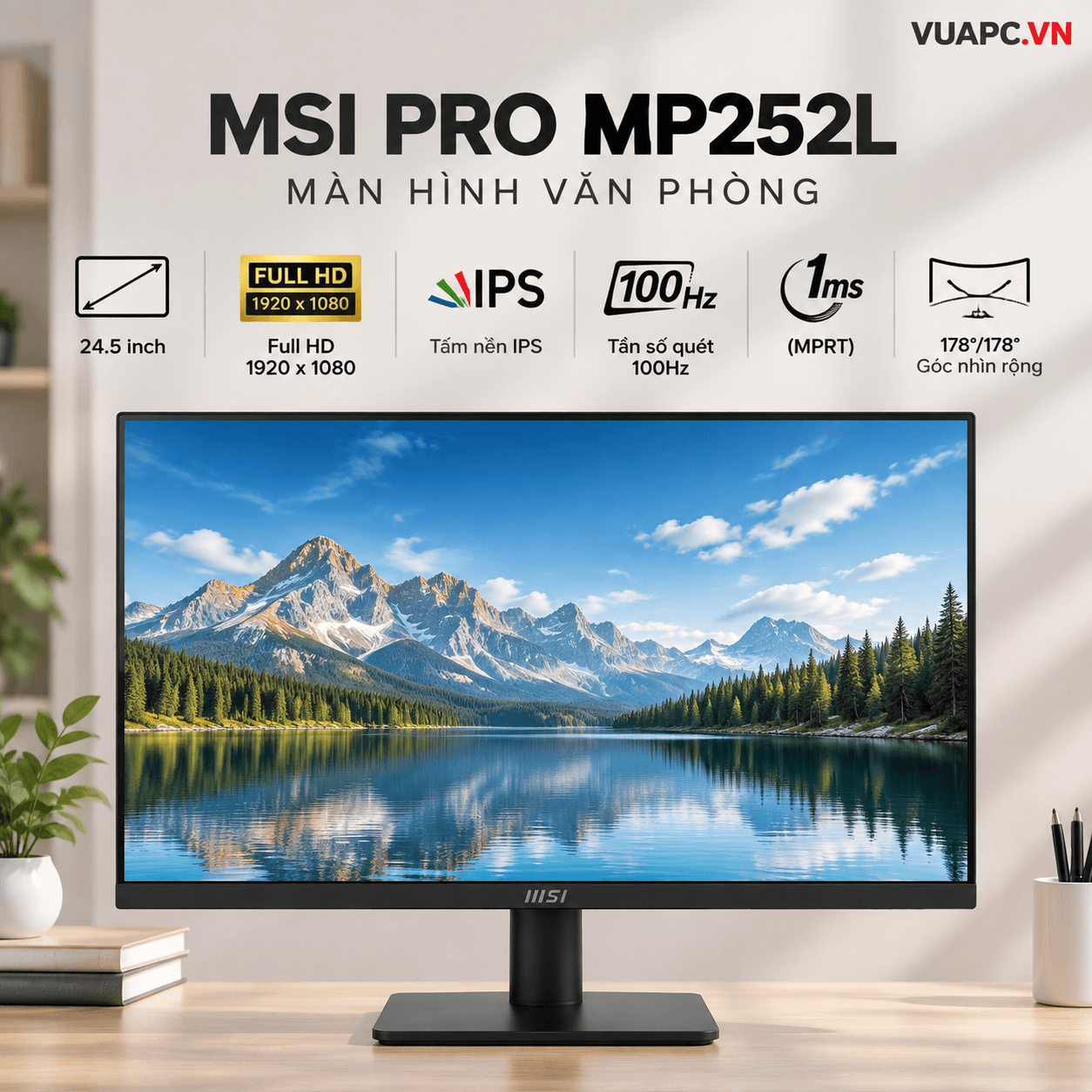 Màn hình văn phòng MSI PRO MP252L | 25 inch, Full HD, IPS, 100Hz, 1ms (MPRT)