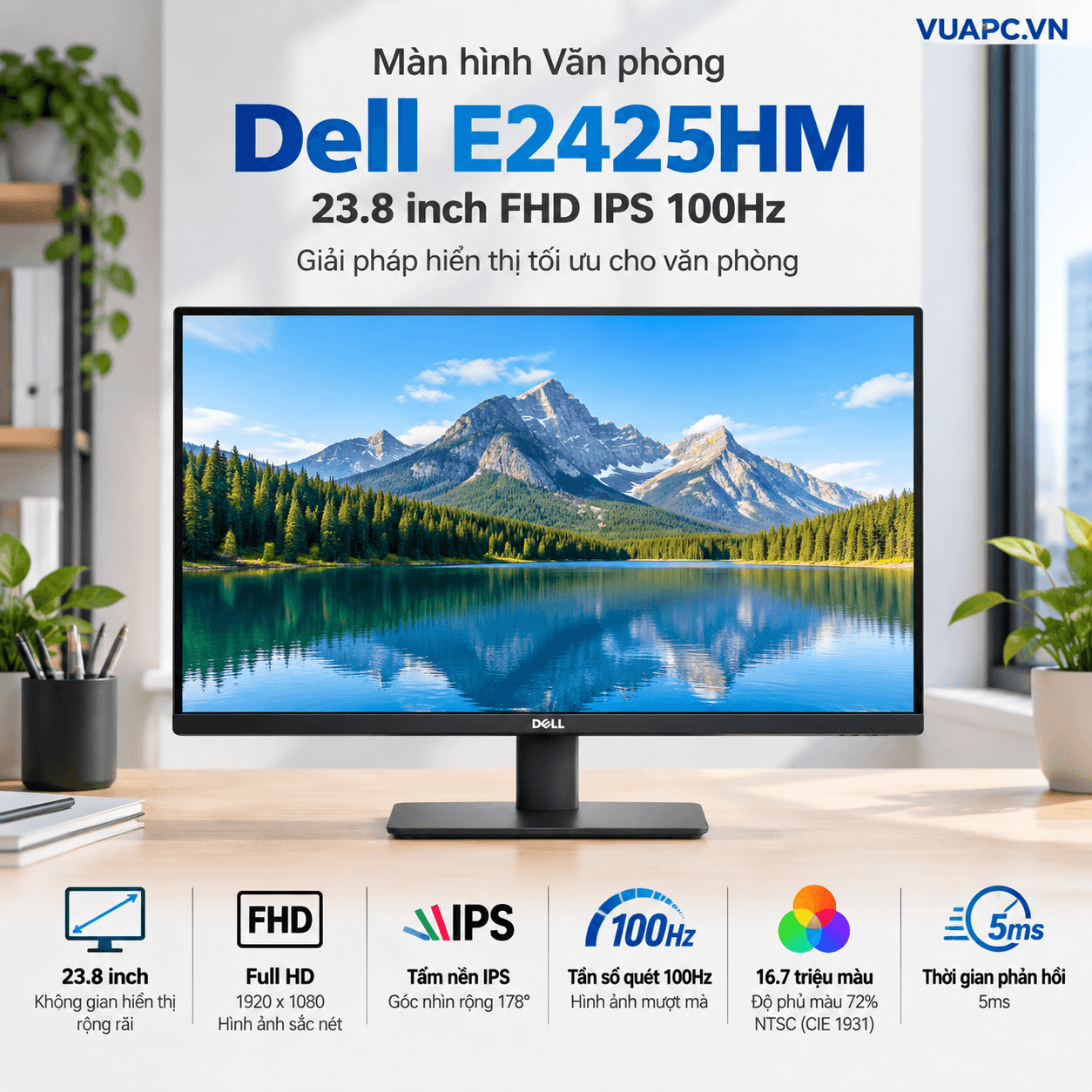 Màn hình Văn phòng Dell E2425HM | 24 inch, FHD, 100Hz, IPS
