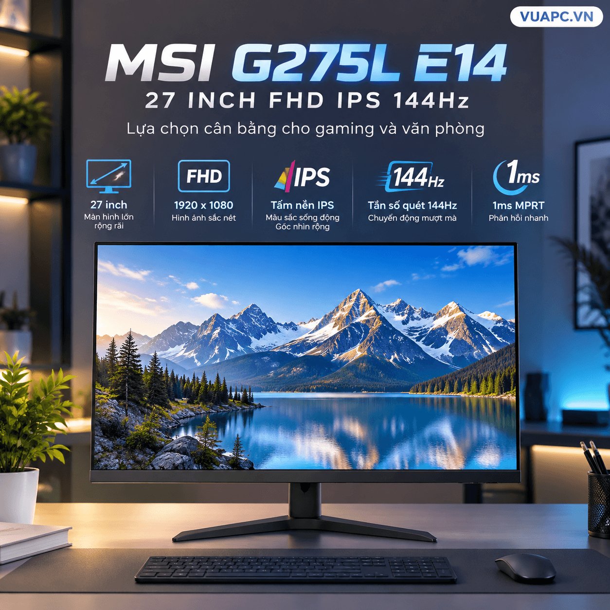 Màn hình Văn phòng MSI G275L E14 | 27 inch, FHD, 144Hz, IPS