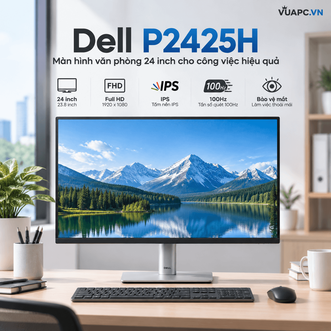 Màn hình Văn phòng Dell P2425H | 24 inch, FHD, 100Hz, IPS