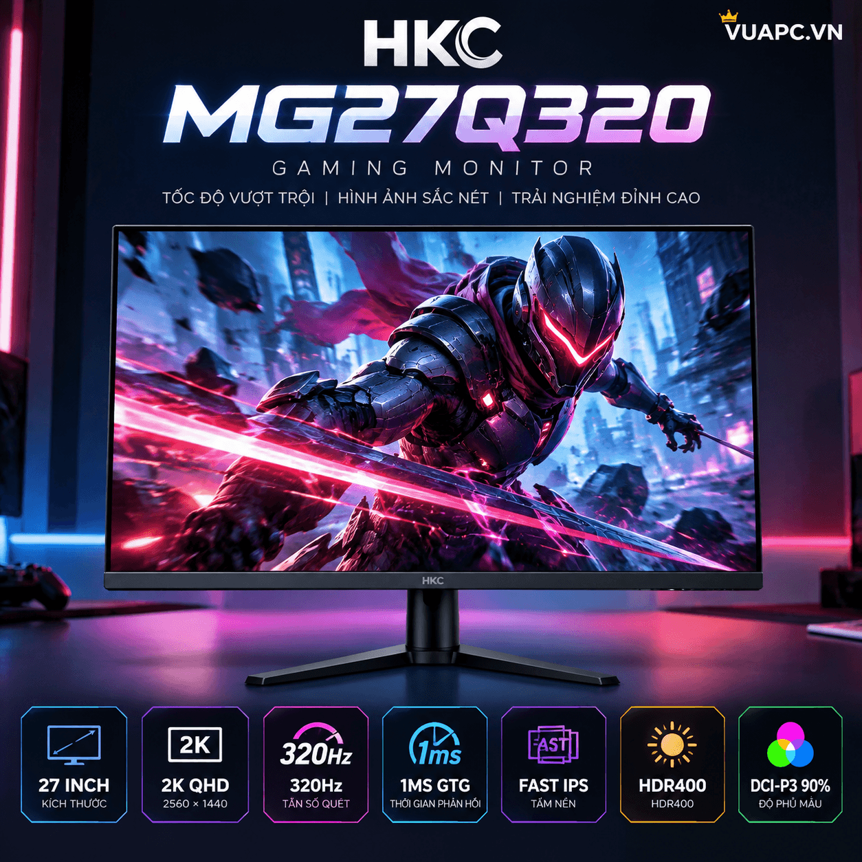 Màn hình Gaming HKC MG27Q320 | 27 inch, 2K/QHD, 320Hz, IPS