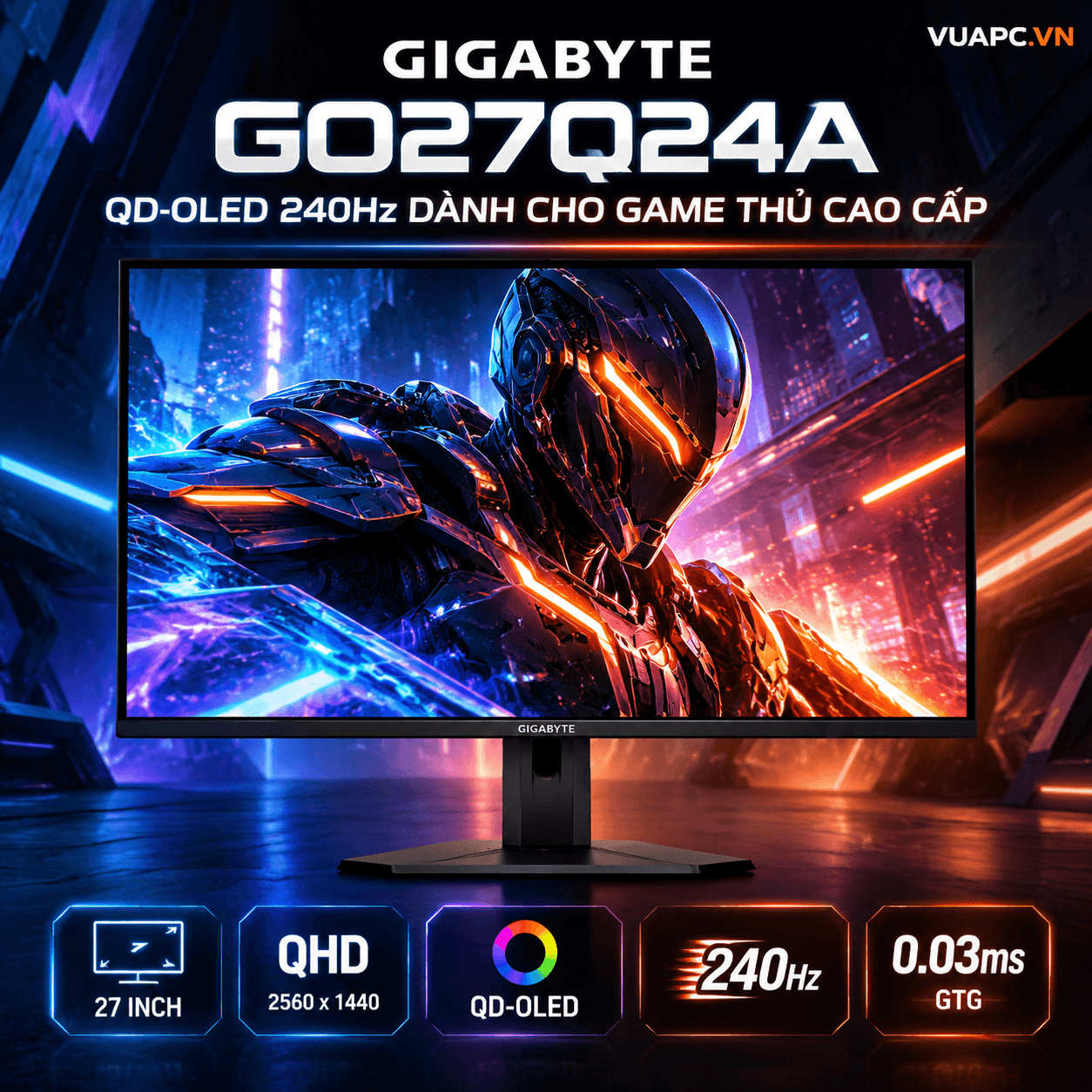 Màn hình Gaming 2K Gigabyte GO27Q24A | 27 inch, QHD, 240Hz, OLED, 0.03ms