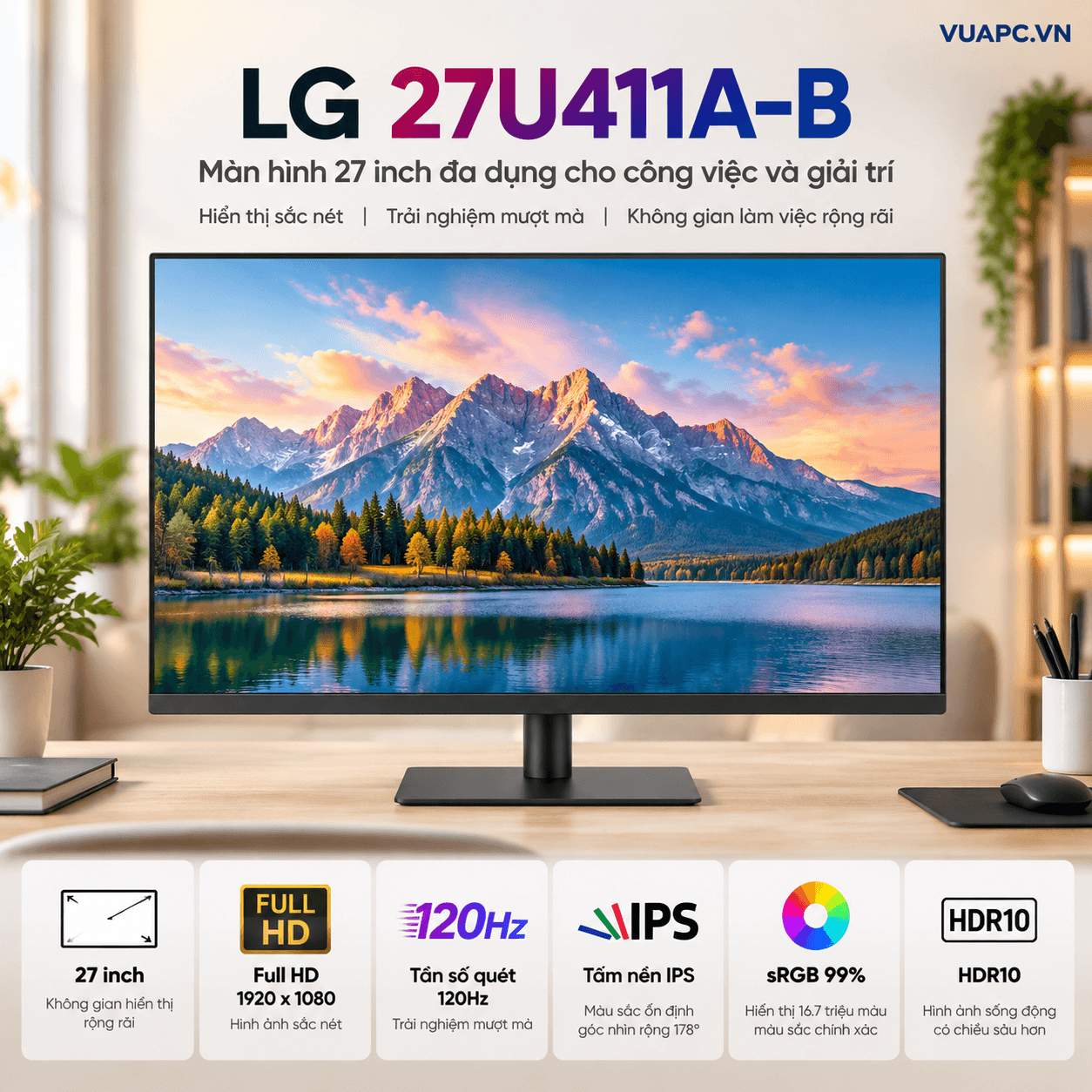 Màn hình Văn phòng LG 27U411A-B | 27 inch, FHD, 120Hz, IPS