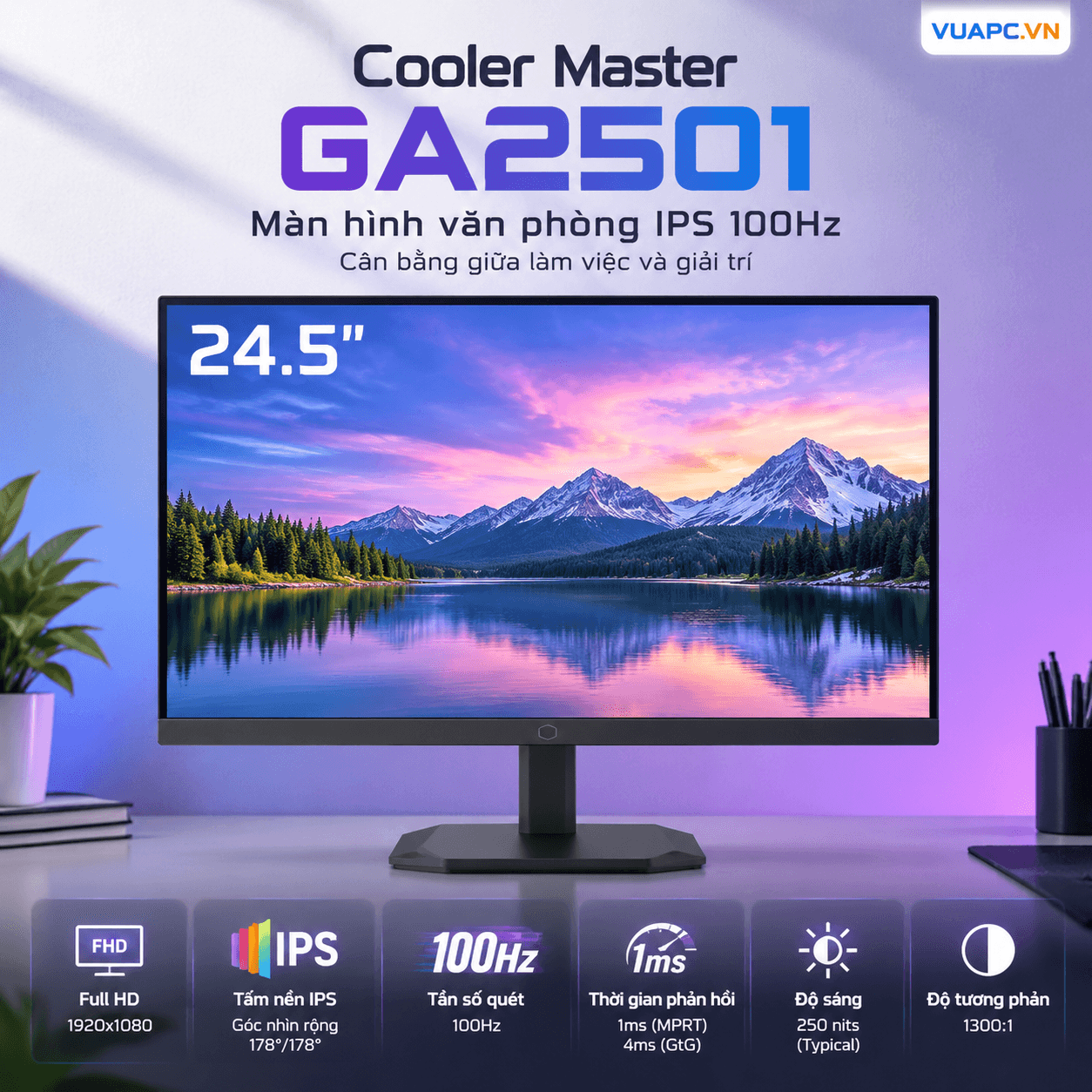 Màn hình Văn phòng Coolermaster GA2501 | 25 inch, FHD, 100Hz, IPS