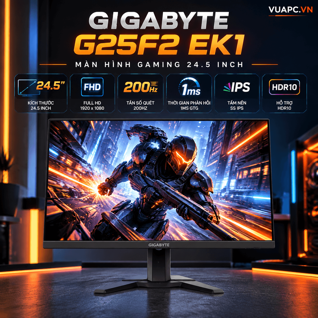 Màn hình Gaming Gigabyte G25F2 EK1 | 25 inch, FHD, 200Hz, IPS