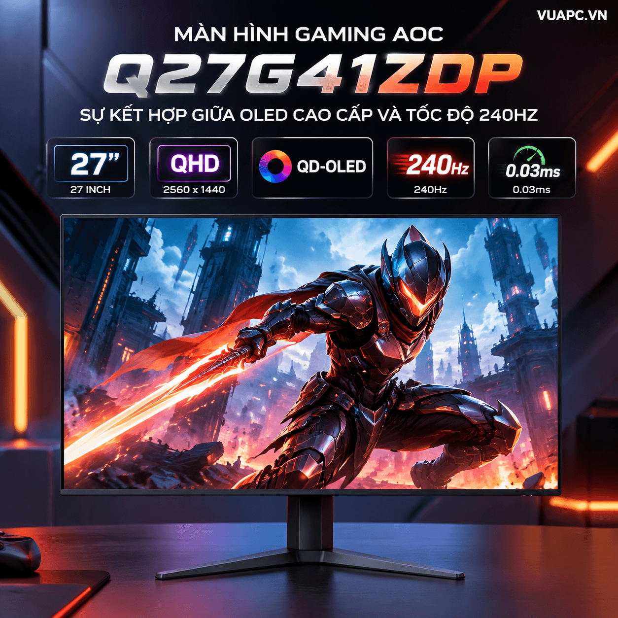 Màn hình Gaming AOC Gaming Q27G41ZDP | 27 inch, QHD, 240Hz, OLED, 0.03ms