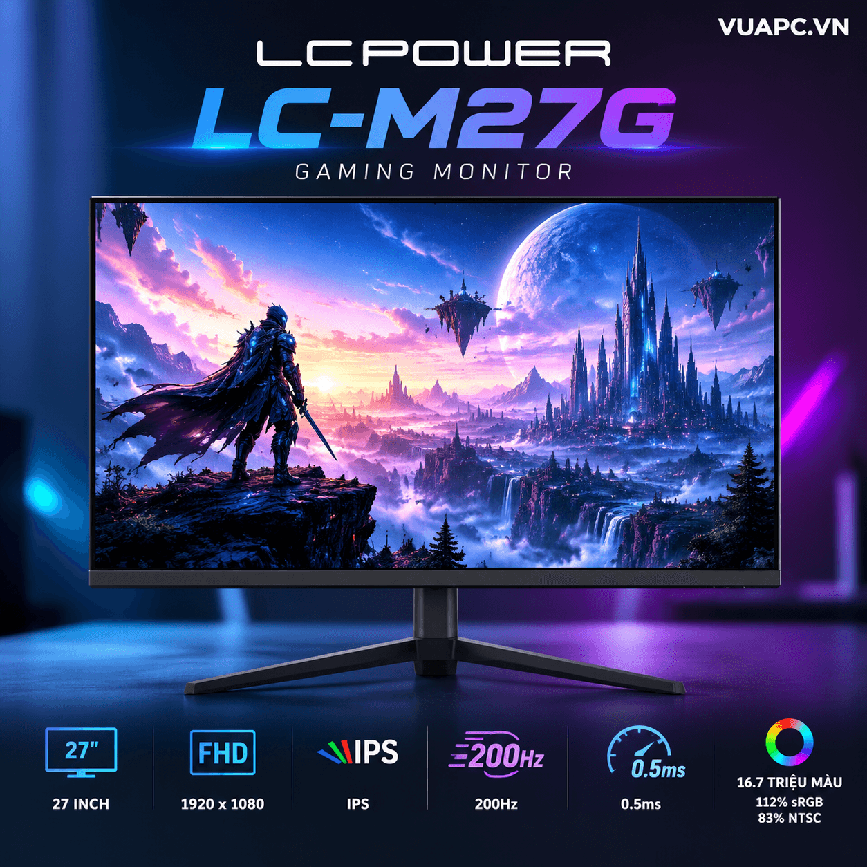 Màn hình Gaming LC Power LC-M27G | 27 inch, FHD, 200Hz, IPS