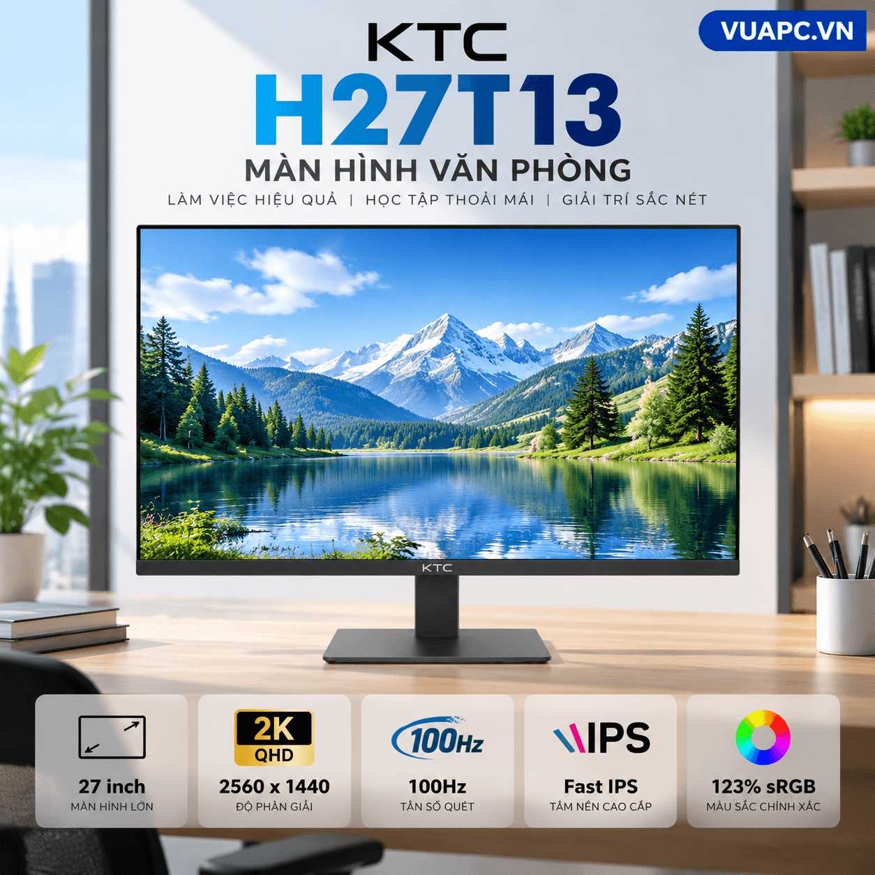 Màn hình Văn phòng KTC H27T13 | 27 inch, 2K/QHD, 100Hz, IPS