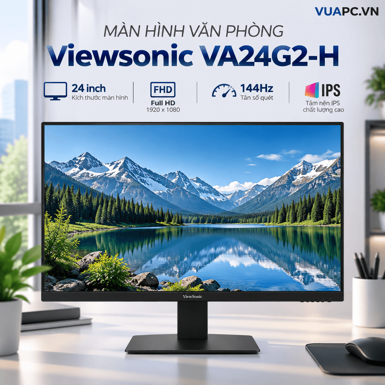 Màn hình văn phòng Viewsonic VA24G2-H | 24 inch, Full HD, 144Hz, IPS
