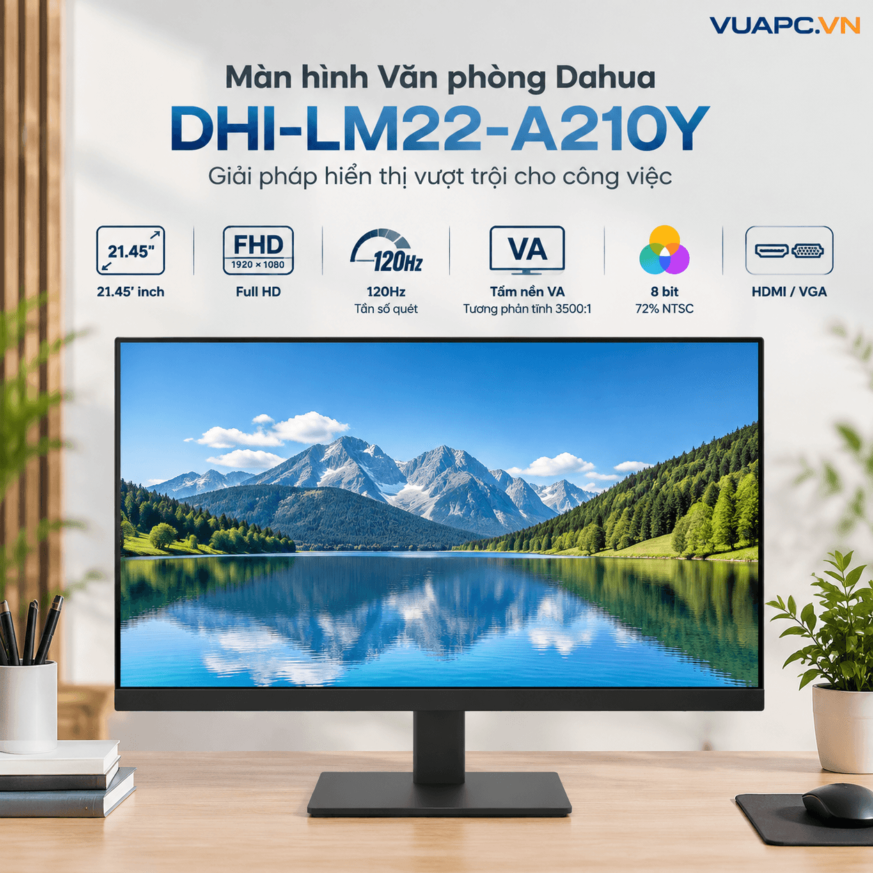 Màn hình Văn phòng Dahua DHI-LM22-A210Y | 21.45 inch, FHD, 120Hz, VA, HDMI/VGA