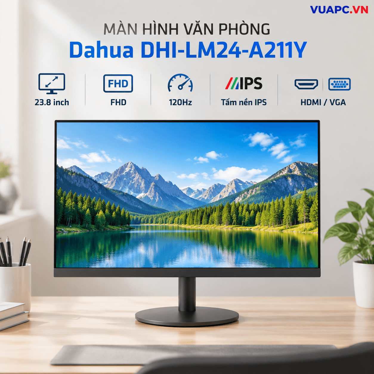 Màn hình văn phòng Dahua DHI-LM24-A211Y | 23.8 inch, FHD, 120Hz, IPS, HDMI/VGA