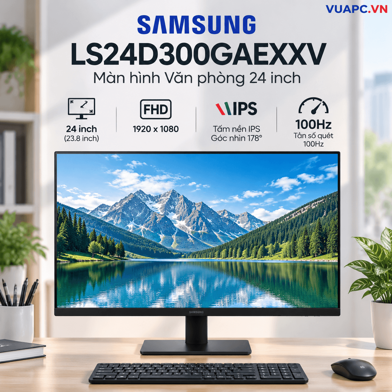 Màn hình Văn phòng Samsung LS24D300GAEXXV | 24 inch, FHD, 100Hz, IPS