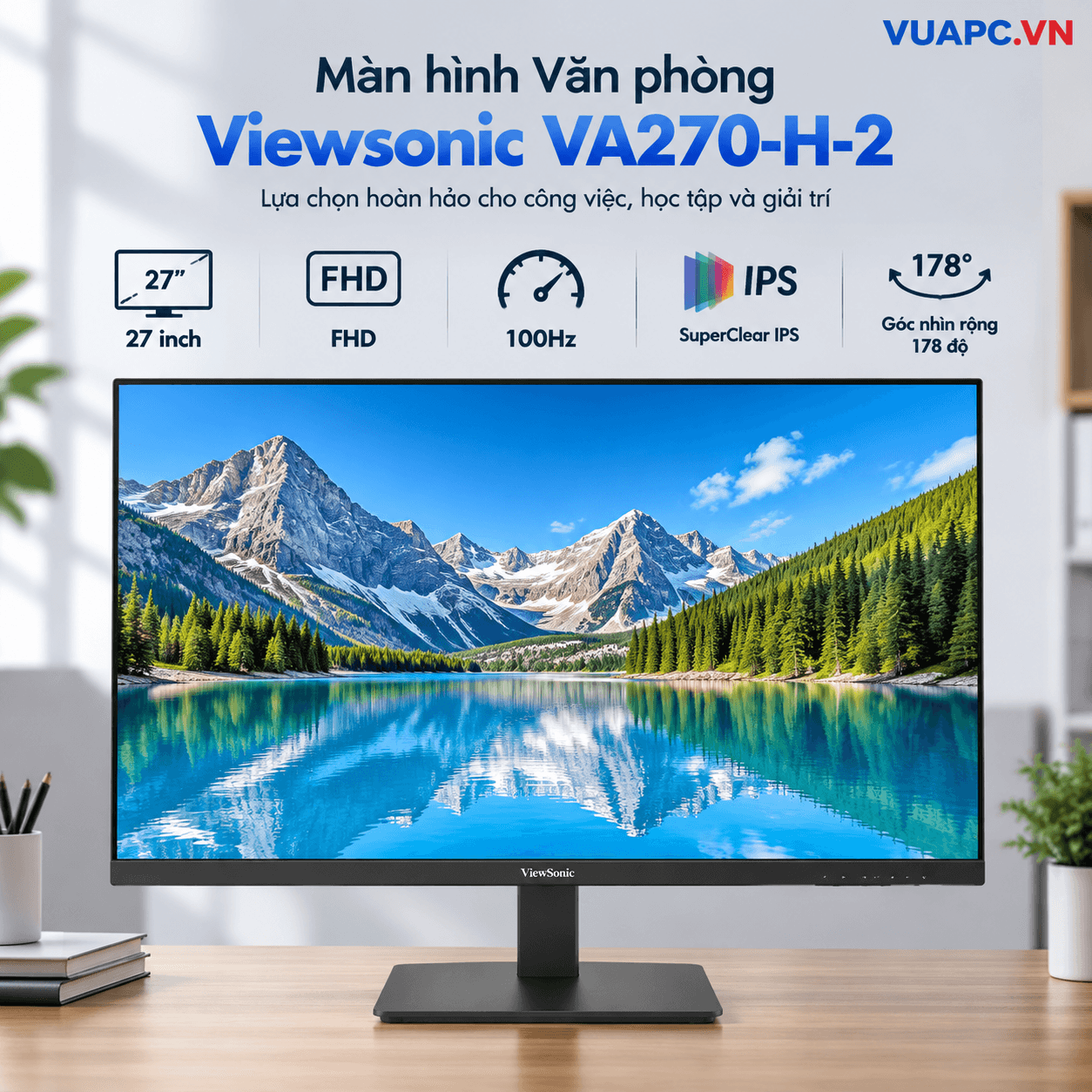 Màn hình Văn phòng Viewsonic VA270-H-2 | 27 inch, FHD, 100Hz, IPS