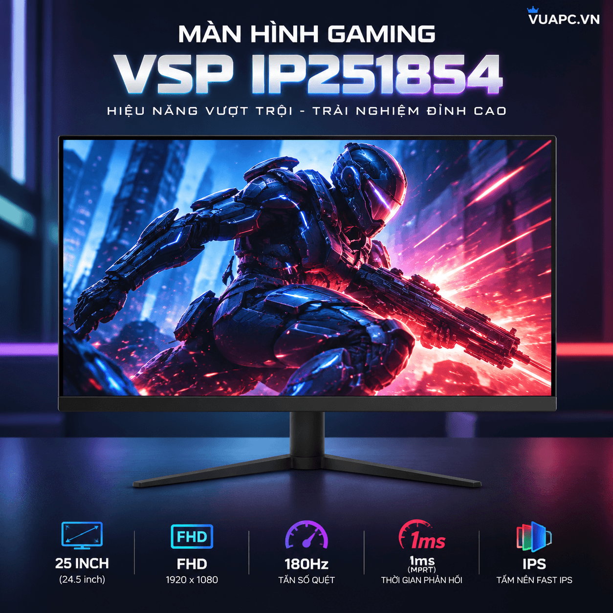 Màn hình Gaming VSP IP2518S4 | 25 inch, FHD, 180Hz, IPS