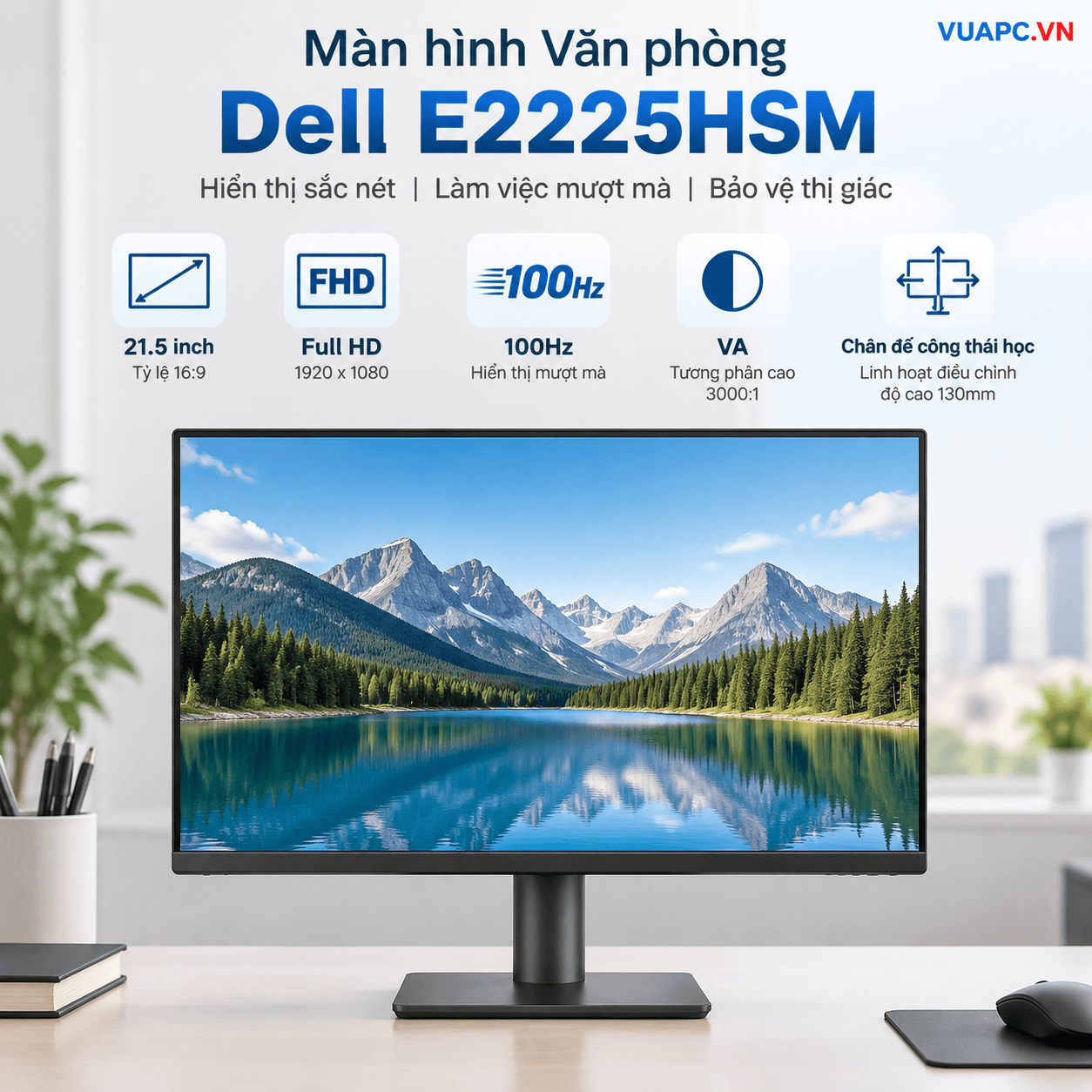 Màn hình Văn phòng Dell E2225HSM | 22 inch, FHD, 100Hz, VA