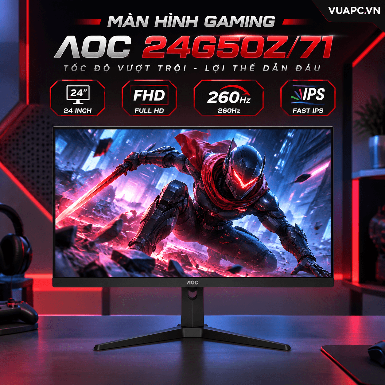 Màn hình Gaming AOC 24G50Z/71 | 24 inch, FHD, 260Hz, IPS