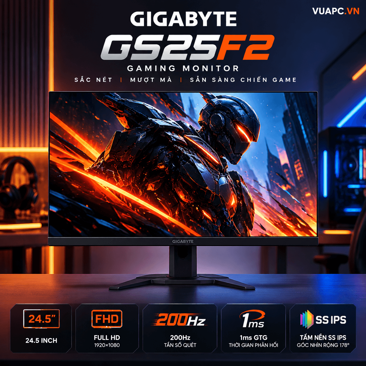 Màn hình Gaming Gigabyte GS25F2 | 24.5 inch, FHD, 200Hz, SS IPS
