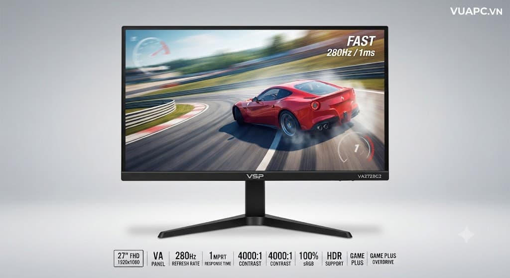 Màn hình Gaming VSP VA2728G2 | 27 inch, FHD, 280Hz, VA