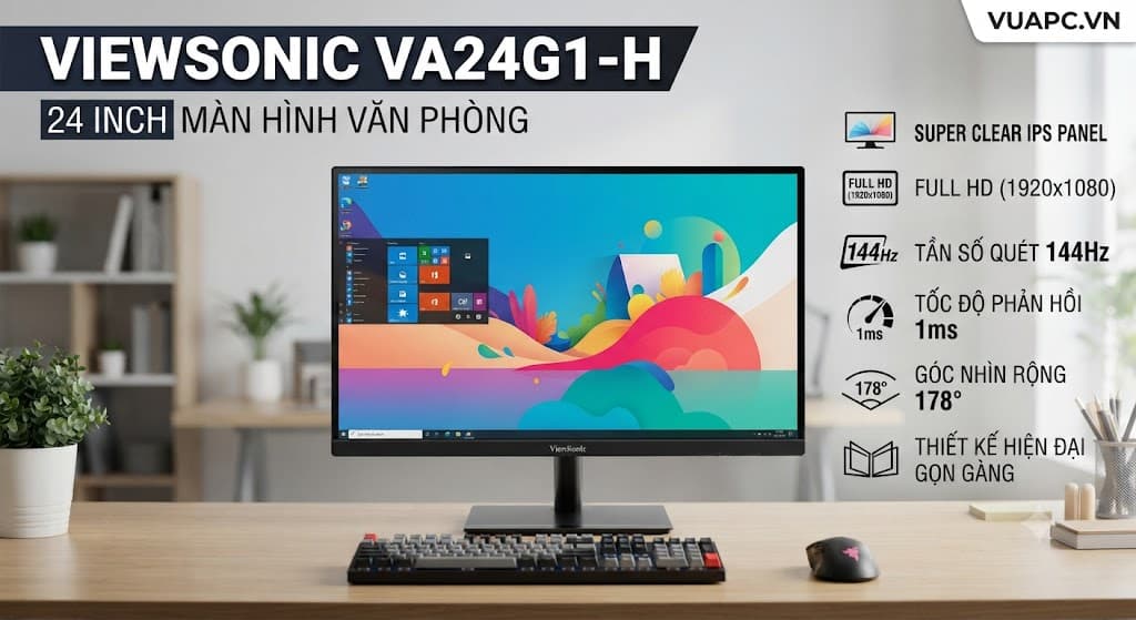 Màn hình Văn phòng Viewsonic VA24G1-H | 24 inch, FHD, 144Hz, IPS