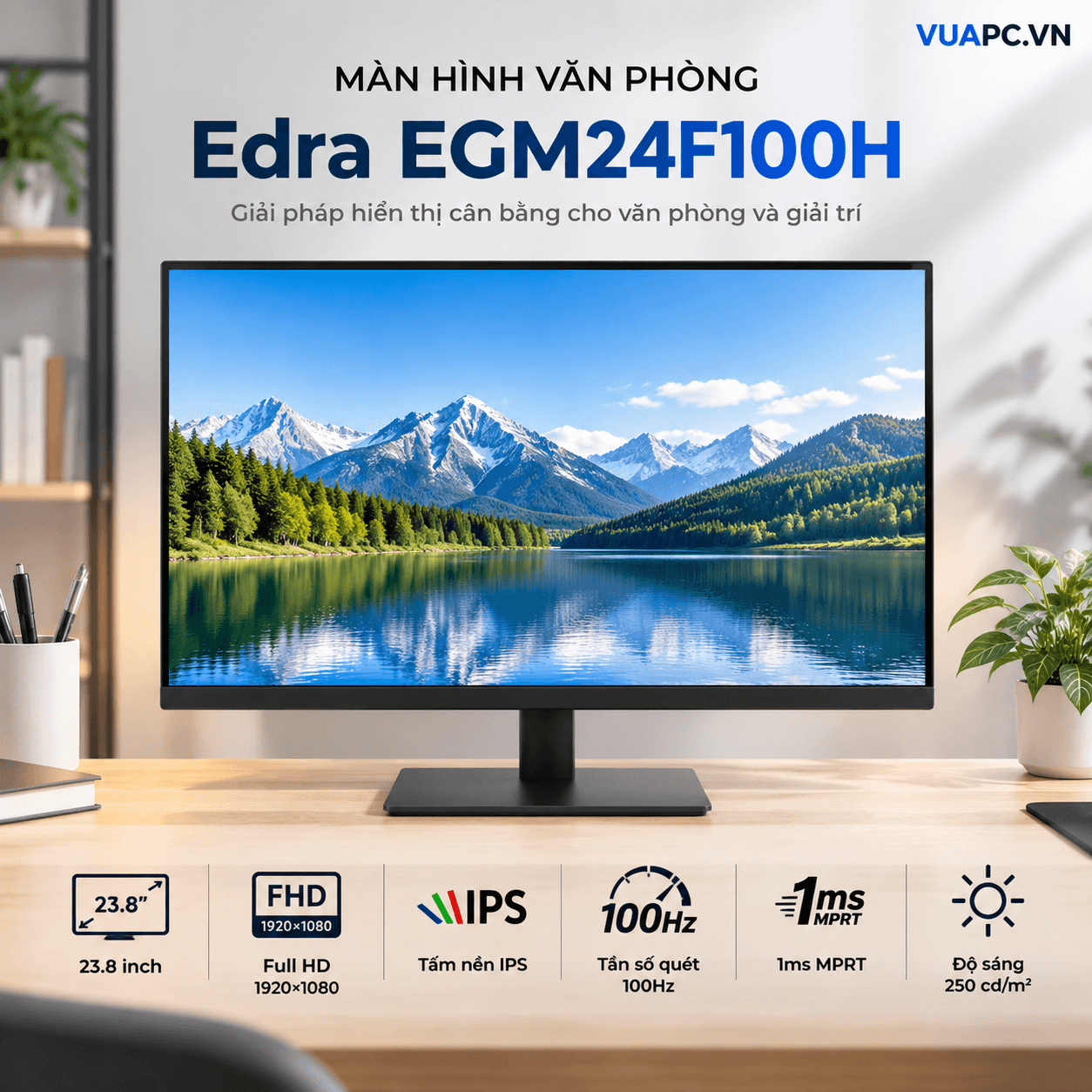 Màn hình Văn phòng Edra EGM24F100H | 24 inch, FHD, 100Hz, IPS