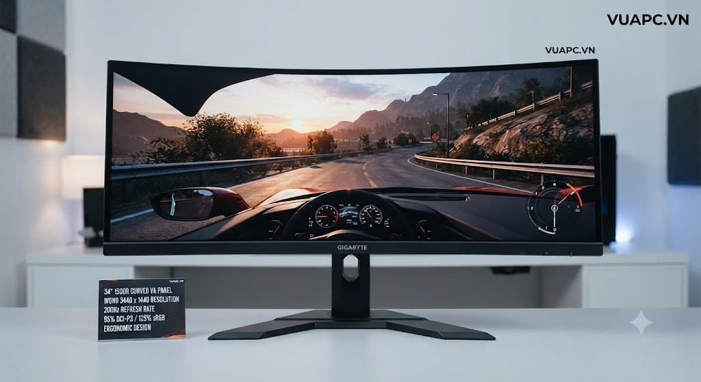 Màn hình Gaming Gigabyte G34WQC2 | 34 inch, 2K/QHD, 200Hz, VA