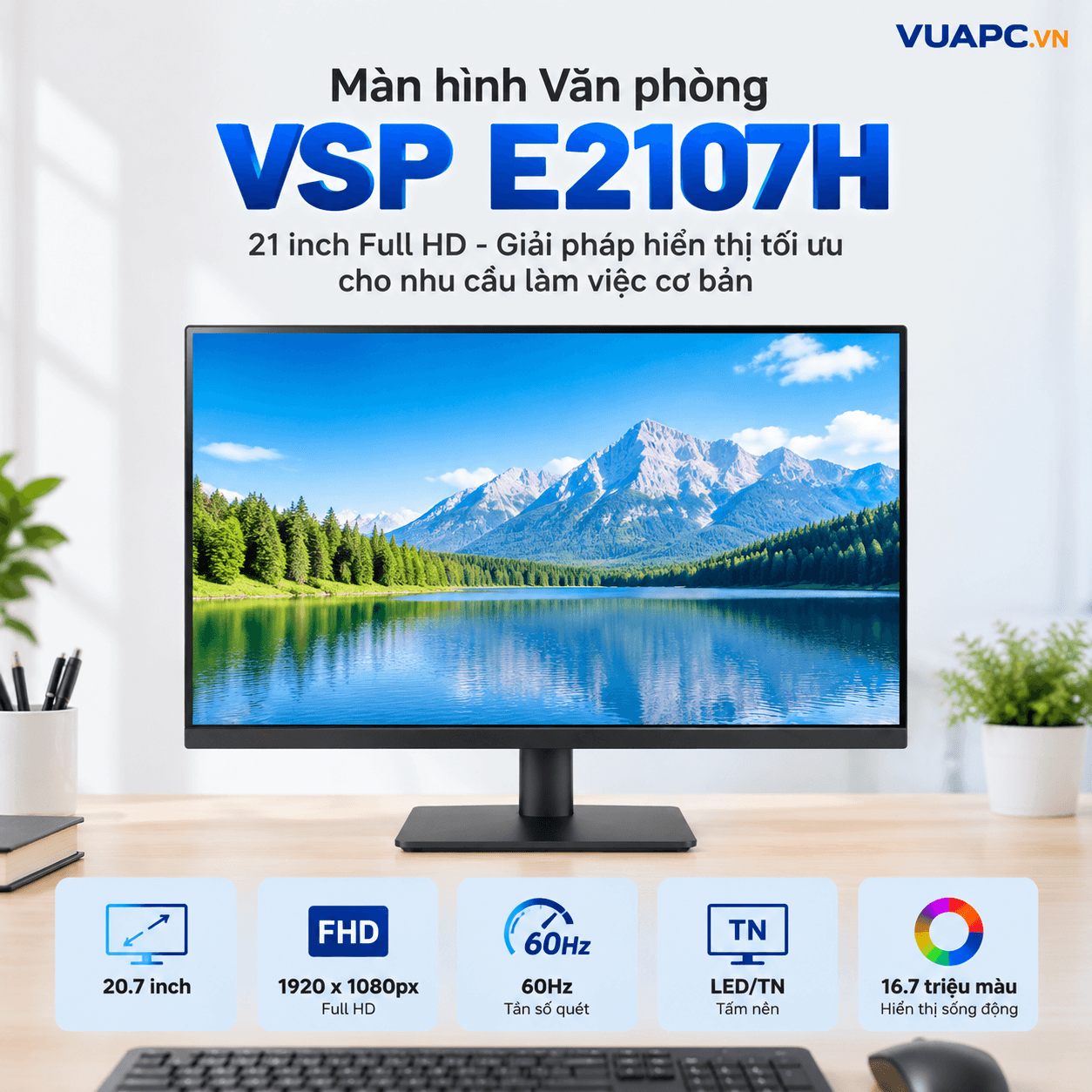 Màn hình Văn phòng VSP E2107H | 21 inch, FHD, 60Hz, TN