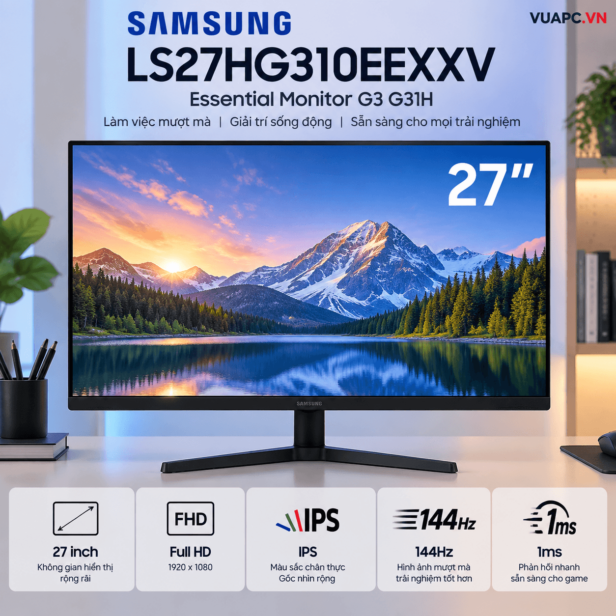 Màn hình Văn phòng Samsung LS27HG310EEXXV | 27 inch, Full HD, IPS, 144Hz, 1ms