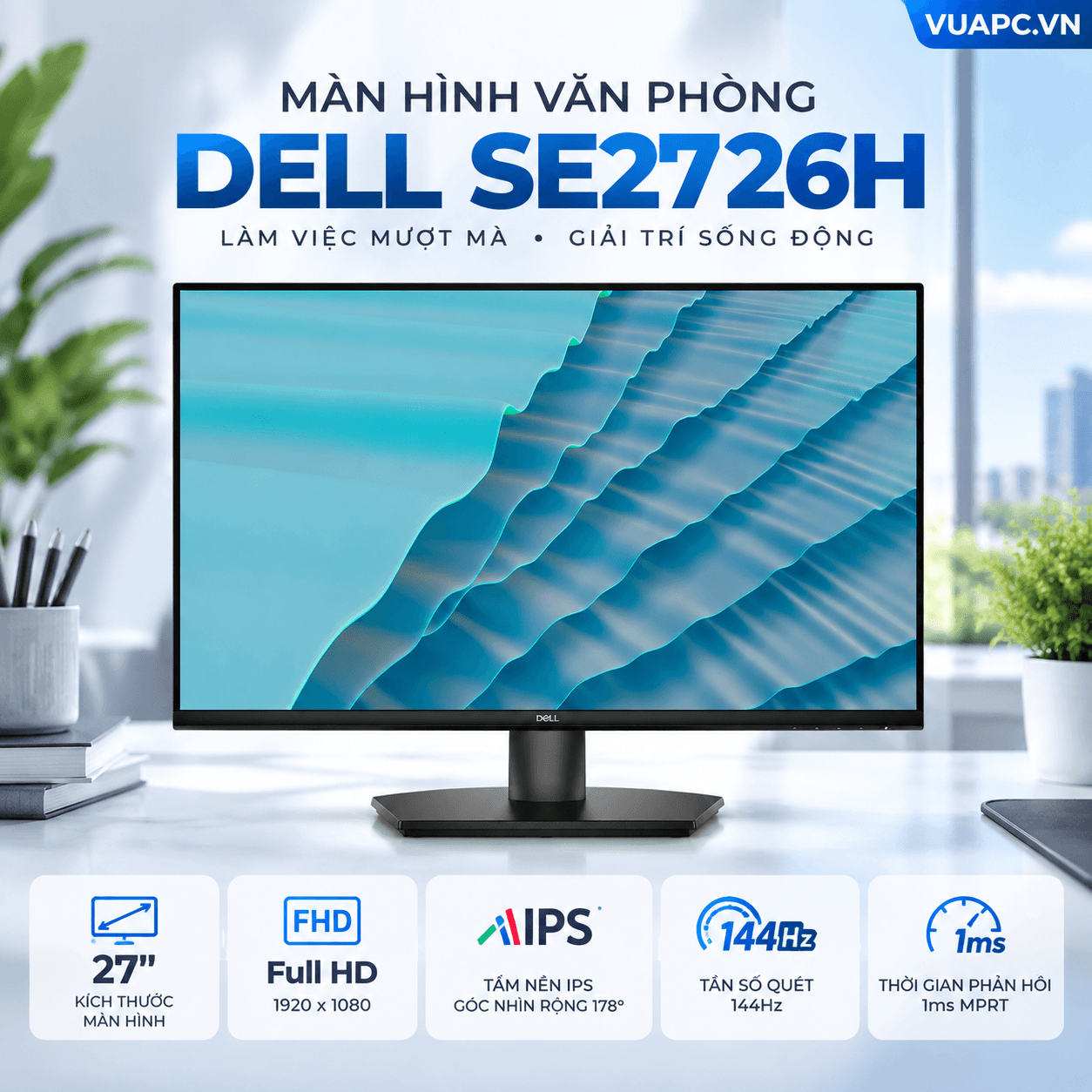 Màn hình Văn phòng Dell SE2726H | 27 inch, Full HD, IPS, 144Hz, 1ms MPRT