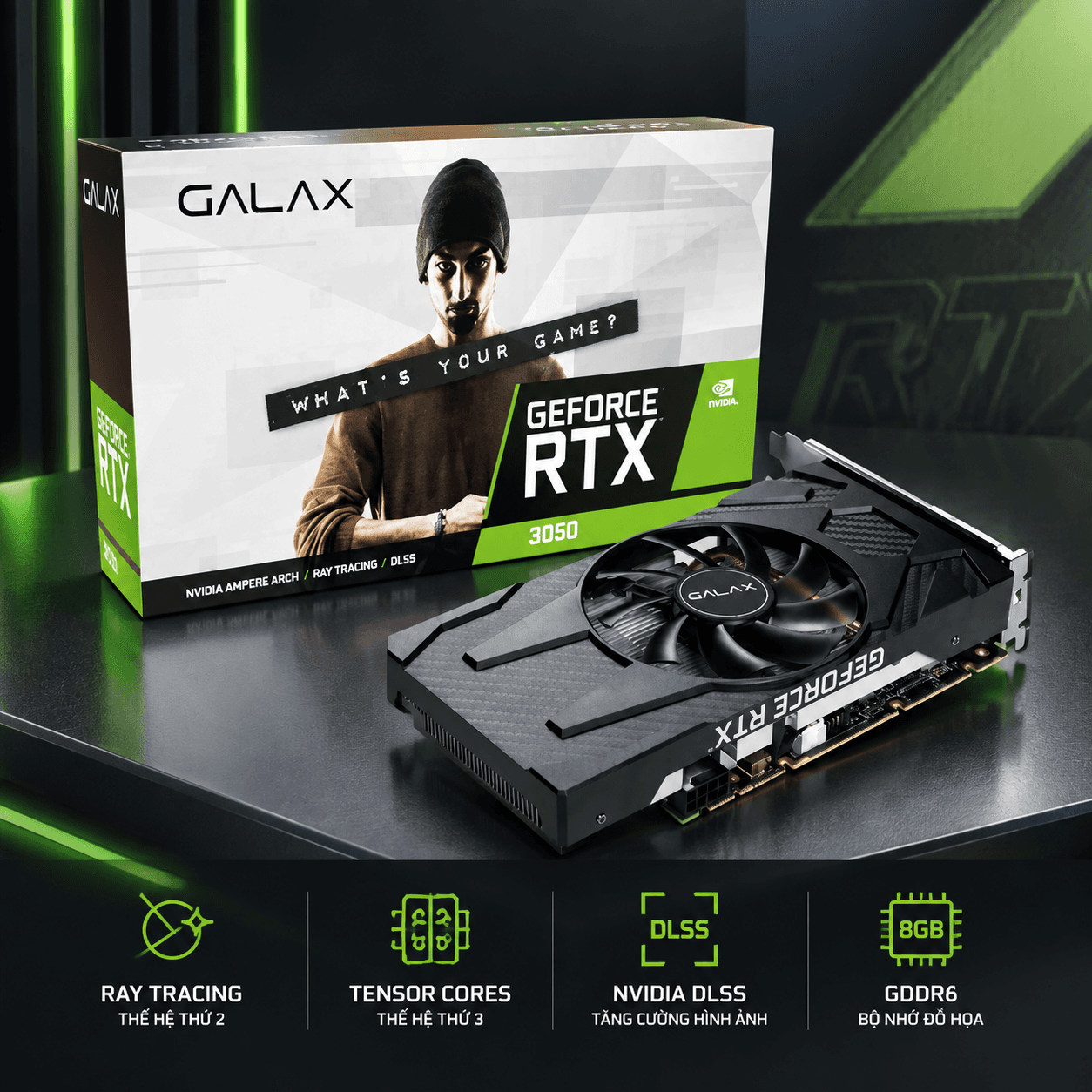 Galax PG190 Black GF RTX 3050 (1-Click OC) 8GB GDDR6