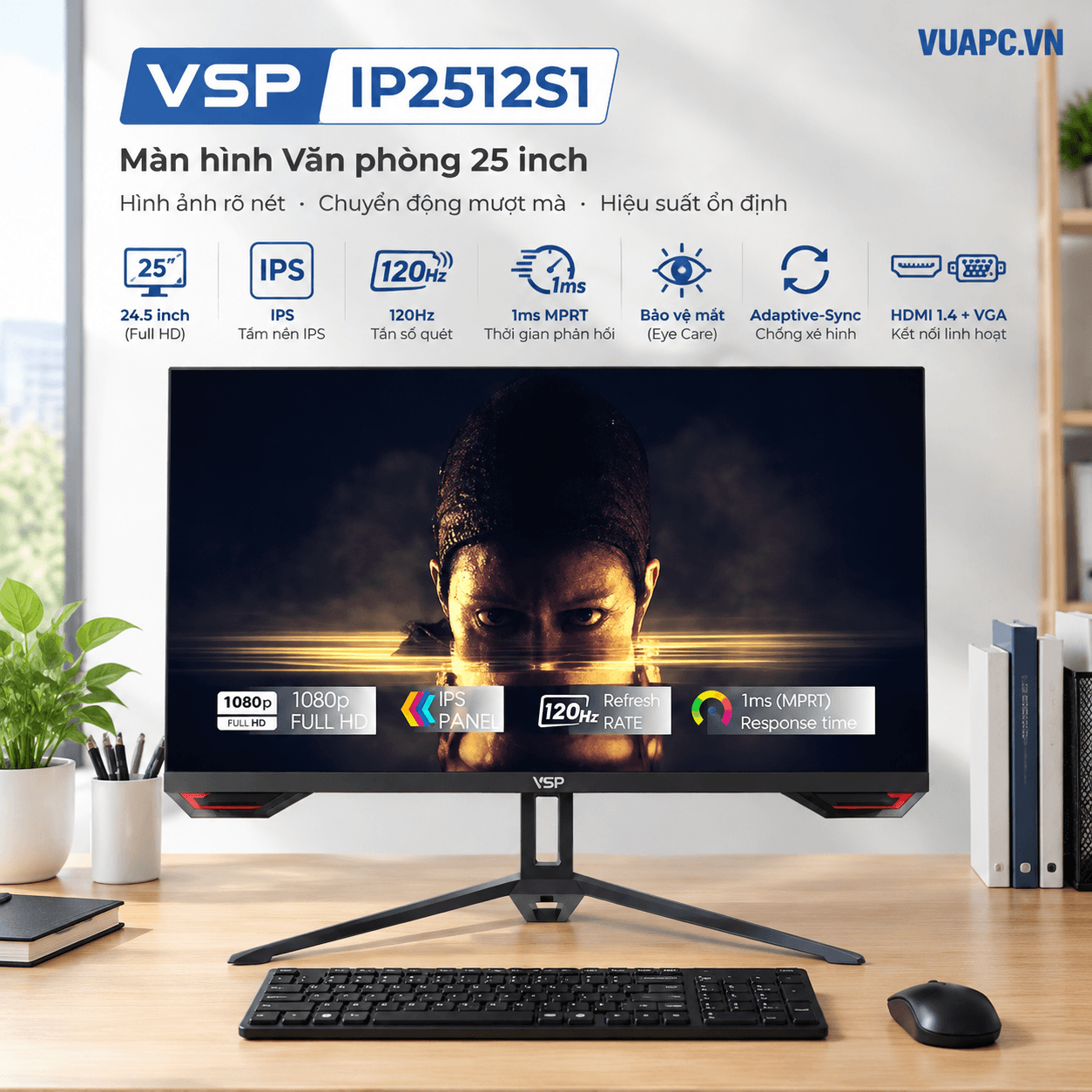 Màn hình Văn phòng VSP IP2512S1 | 25 inch, FHD, 120Hz, IPS