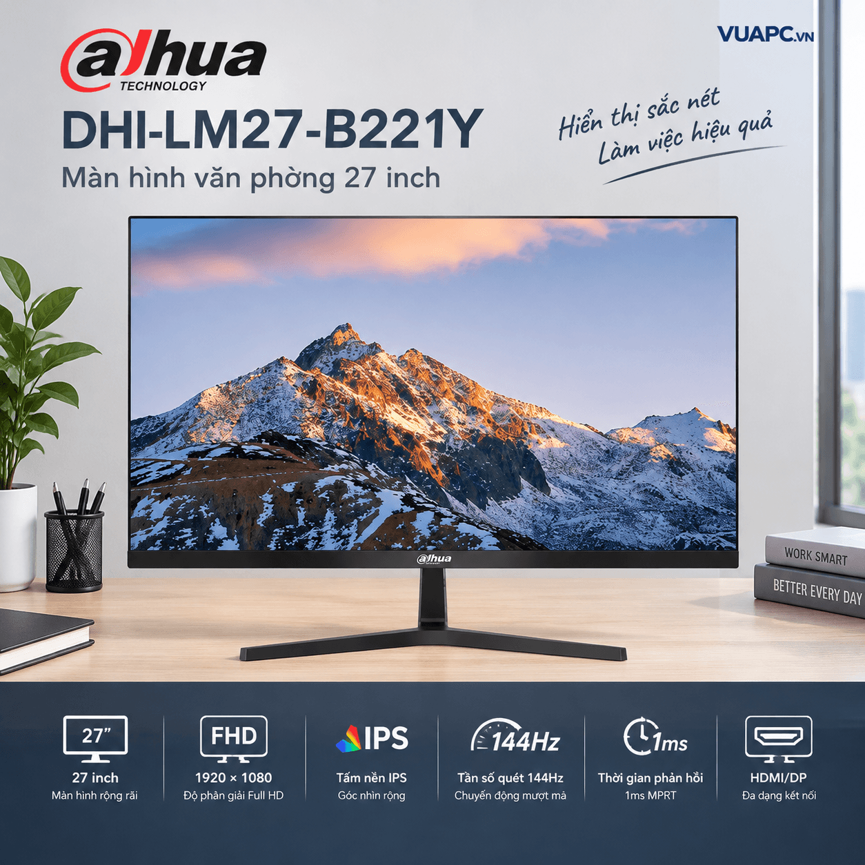 Màn hình văn phòng Dahua DHI-LM27-B221Y | 27 inch, FHD, 144Hz, IPS, HDMI/DP