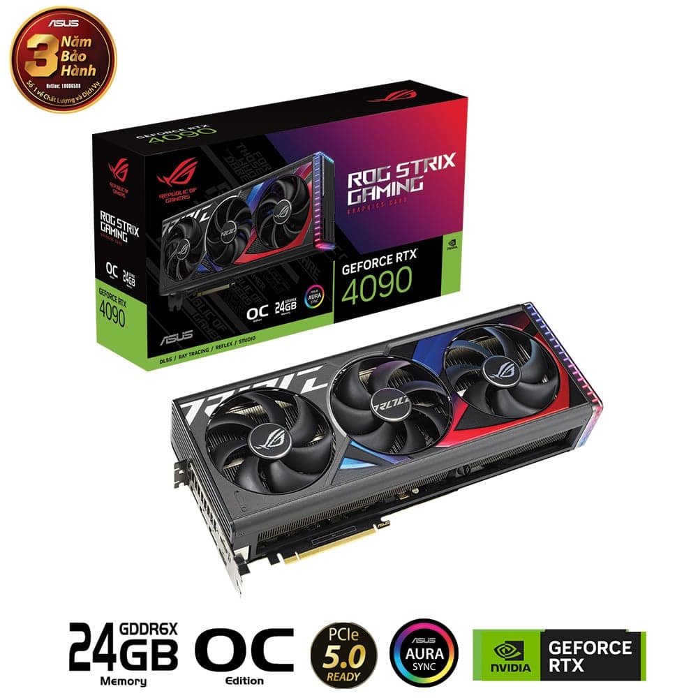 Card màn hình ASUS ROG STRIX RTX 4090 O24G GAMING 24GB GDDR6X Aura Sync