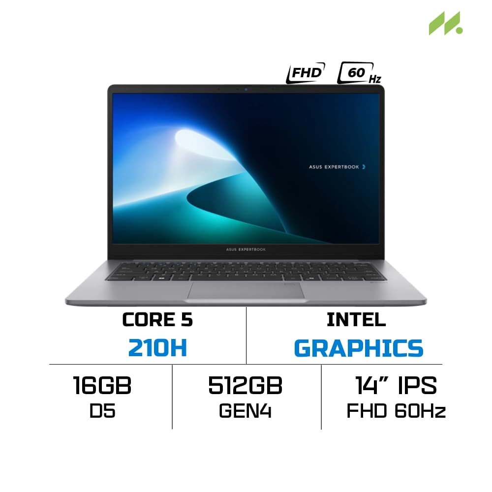 Laptop ASUS ExpertBook P1 P1403CVA-C5H16-50W (Core 5 210H, Intel Graphics, RAM 16GB DDR5, SSD 512GB, 14 Inch IPS FHD 60Hz, Win 11 Home)