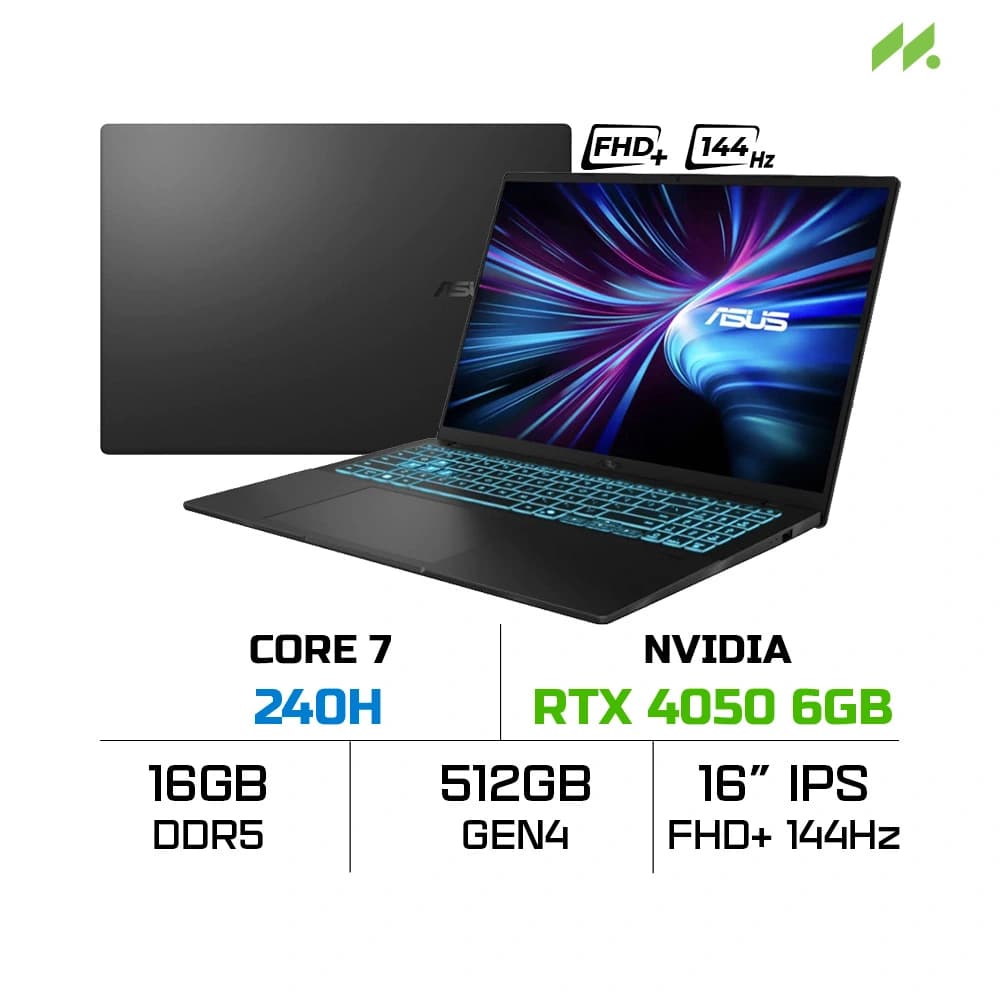 Laptop ASUS Gaming V16 V3607VU-RP216W (Core 7 240H, RTX 4050 6GB, Ram 16GB DDR5, SSD 512GB, 16 Inch IPS WUXGA 144Hz)