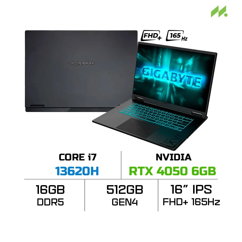 Laptop Gigabyte A16 GA6H CMHI2MY893SH (i7-13620H, RTX 4050 6GB, RAM 16GB DDR5, SSD 512GB, 16 Inch IPS FHD+ 165Hz, Win 11)