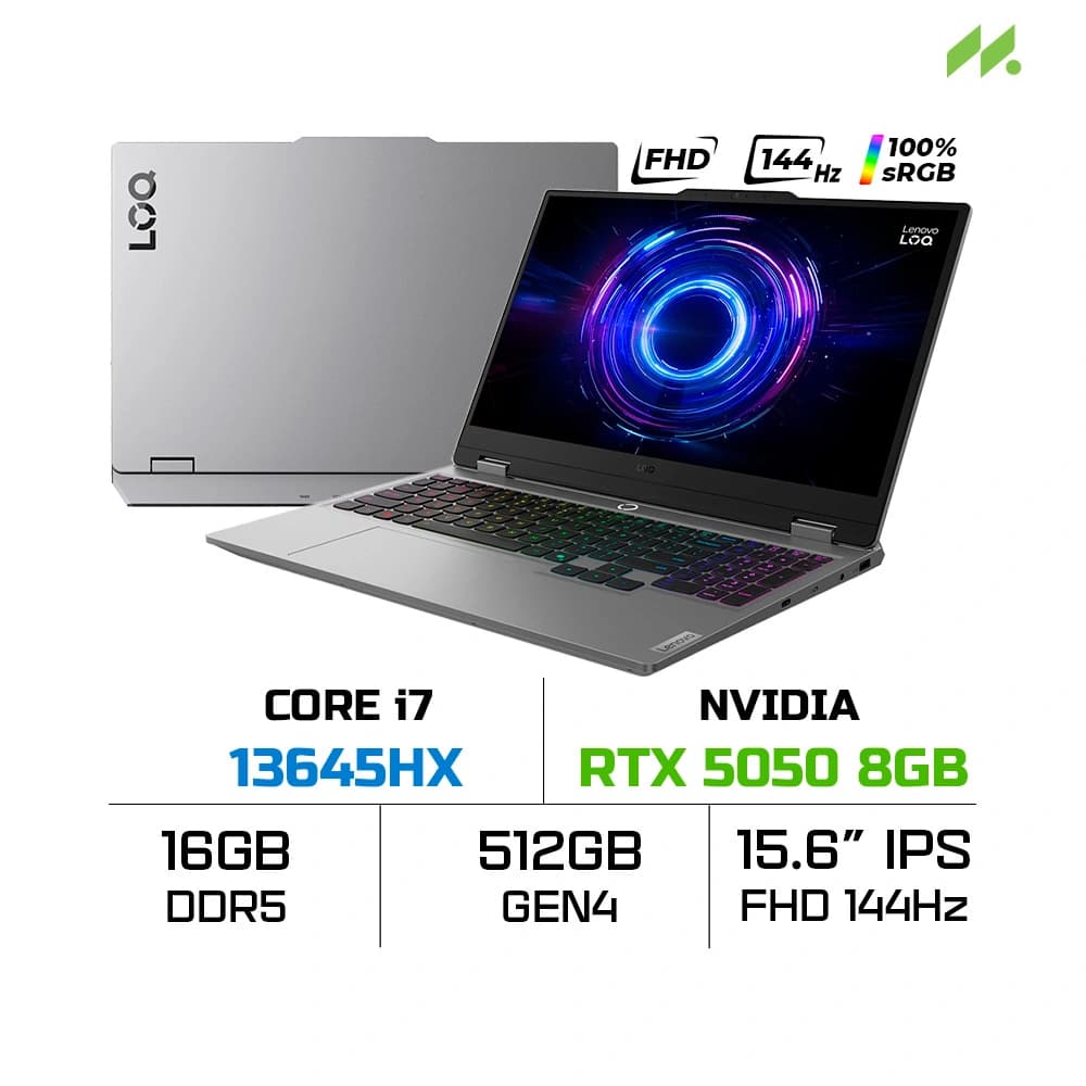 Laptop Lenovo LOQ 15IRX10 83JE01AGVN (i7-13645HX, RTX 5050 8GB, RAM 16GB DDR5, SSD 512GB, 15.6 Inch IPS FHD 144Hz 100% sRGB, Win 11 Home)