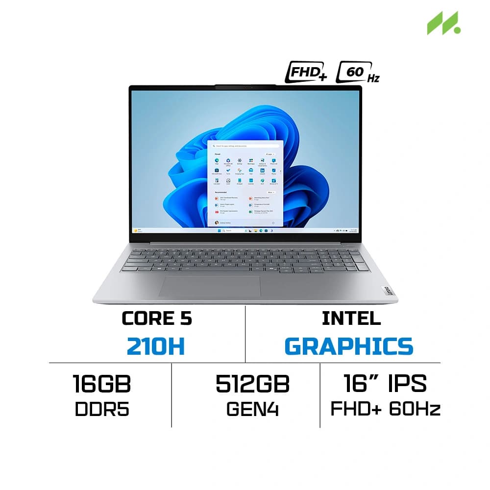 Laptop Lenovo ThinkBook 16 G8 IRL 21SH0097VN (Core 5 210H, Intel Graphics, RAM 16GB DDR5, SDD 512GB, 16 Inch IPS WUXGA 60Hz, Window 11 Home)