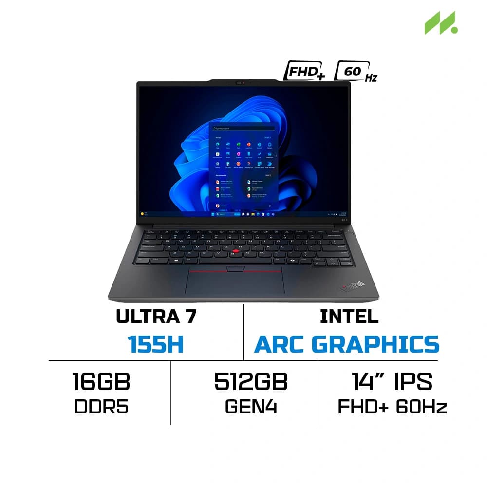 Laptop Lenovo ThinkPad E14 Gen 6 21M7004WVA (Ultra 7 155H, Intel Arc Graphics, RAM 16GB DDR5, SSD 512GB, 14 Inch IPS WUXGA 60Hz, NoOS)