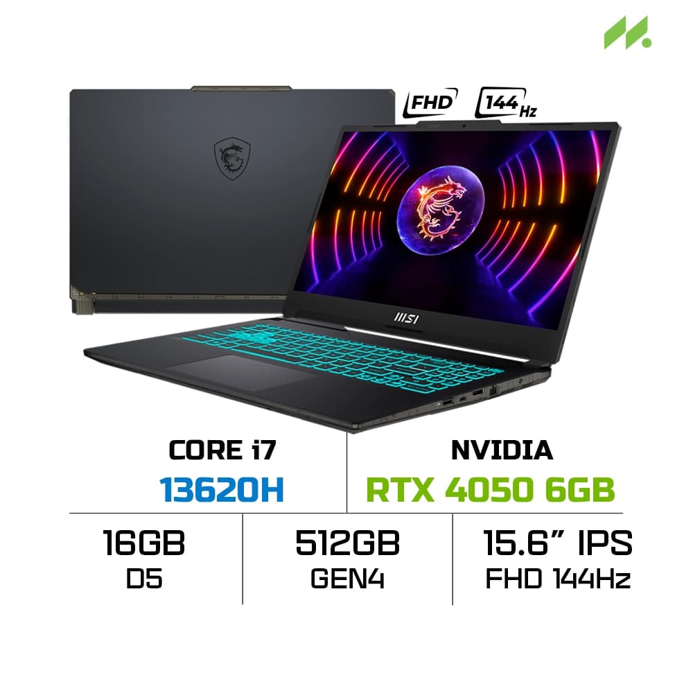 Laptop MSI Cyborg 15 A13VEK-2089VN (i7-13620H, RTX 4050 6GB, RAM 16GB D5, SSD 512GB, 15.6 Inch FHD IPS 144Hz)