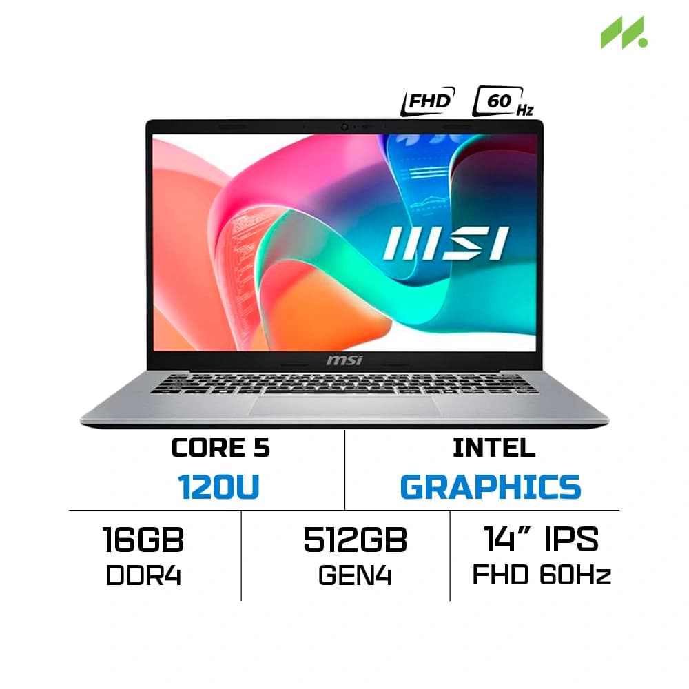 Laptop MSI Modern 14 F1MG-432VN (Core 5 120U, Intel Graphics, RAM 16GB DDR4, SSD 512GB, 14 Inch IPS FHD 60Hz, Win 11 Home)