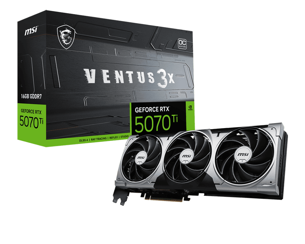 Card màn hình MSI GeForce RTX™ 5070 Ti 16G VENTUS 3X OC 2ND BH Tới 9/7/2028