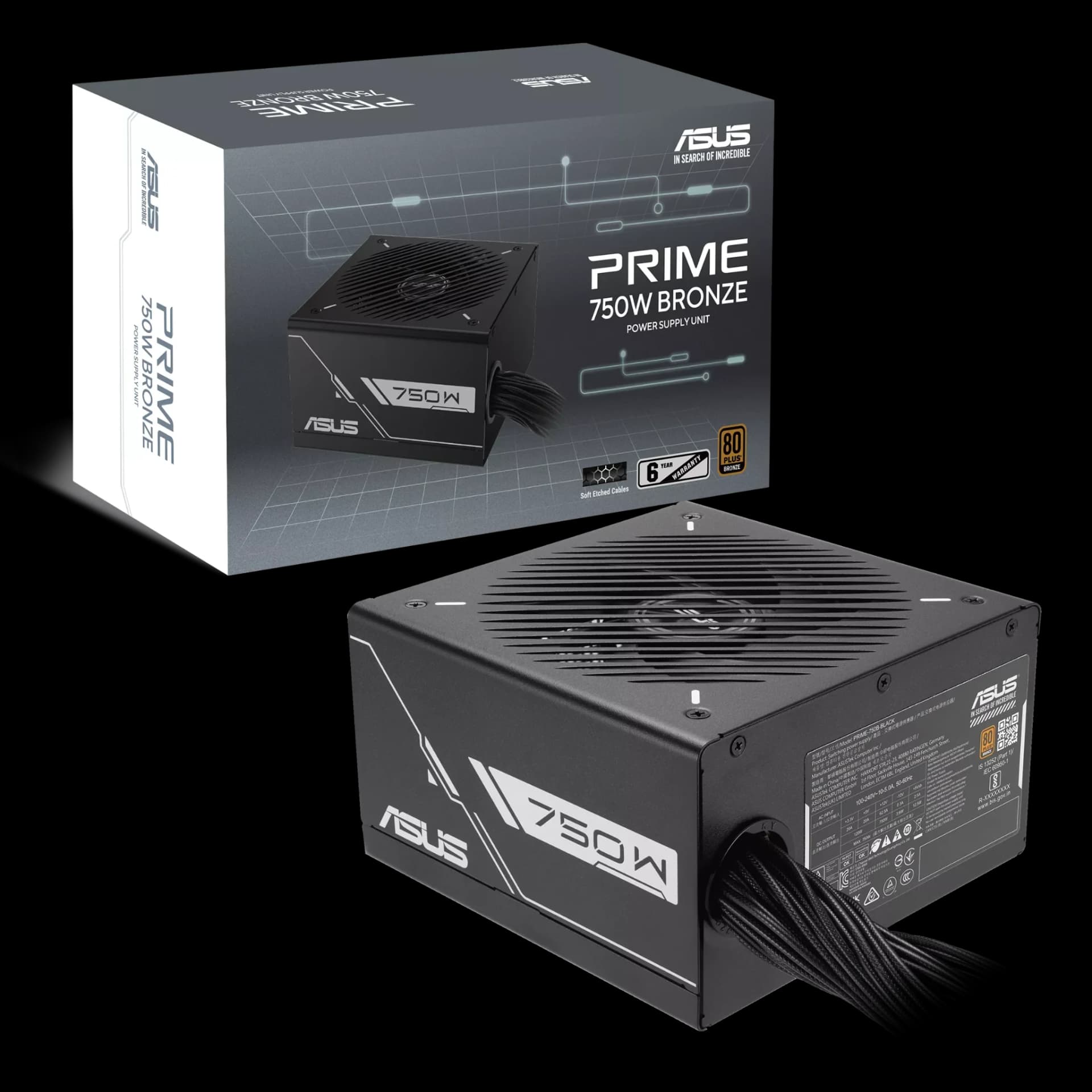 Nguồn máy tính ASUS PRIME 750B (750W, 80 Plus Bronze, Non-modular, 6 năm bảo hành)